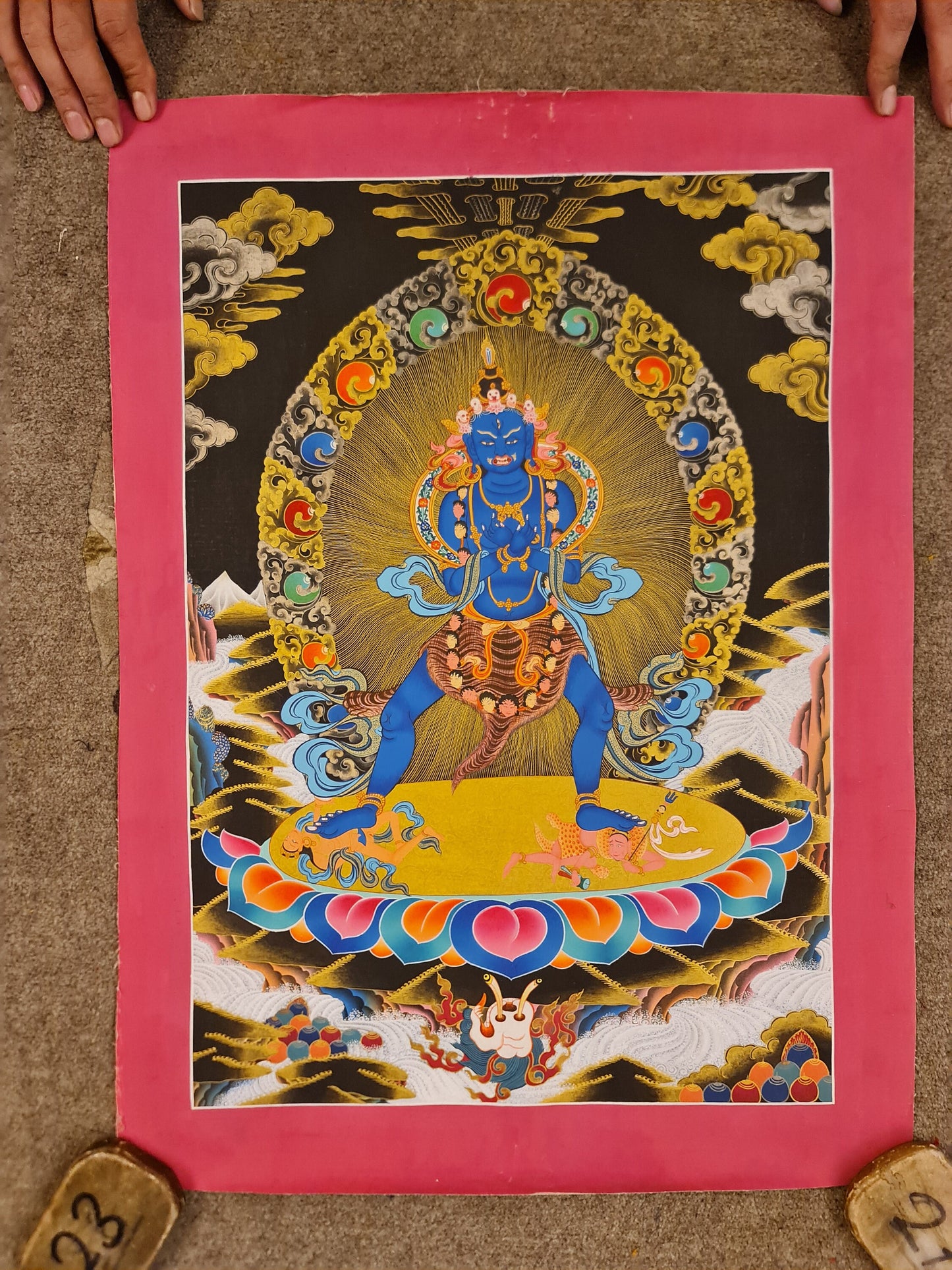 289. Two-Armed Heruka Chakrasamvara Thangka (Thanka). Free Brocade / Free Shipping.