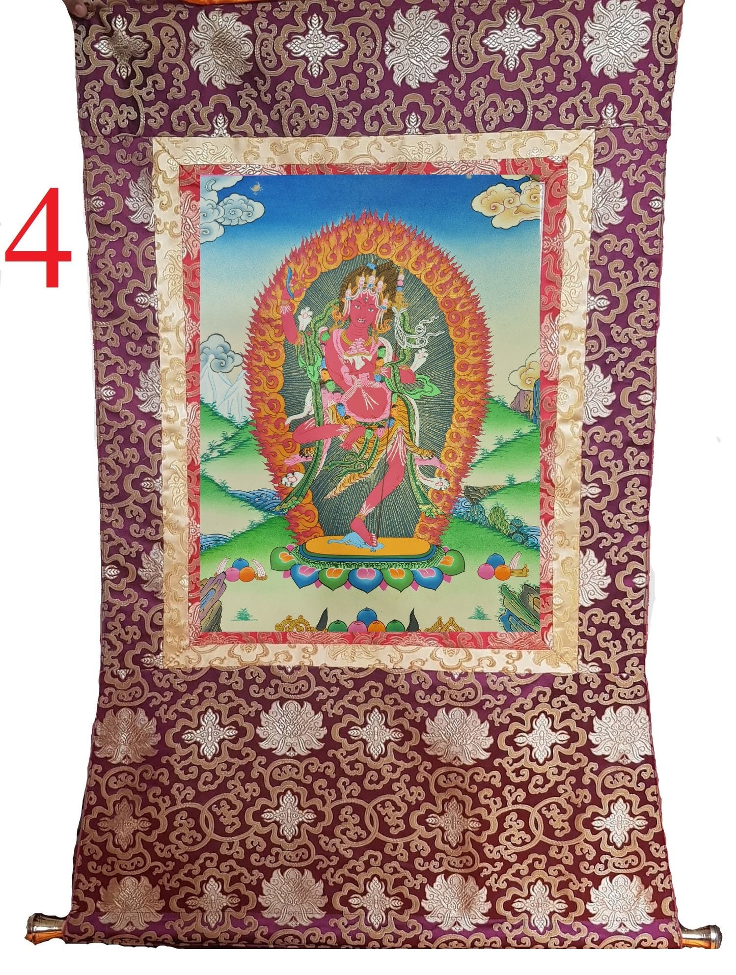 76. Samding Dorje Phagmo (Phamo) Thangka (Thanka). Free Brocade / Free Shipping.