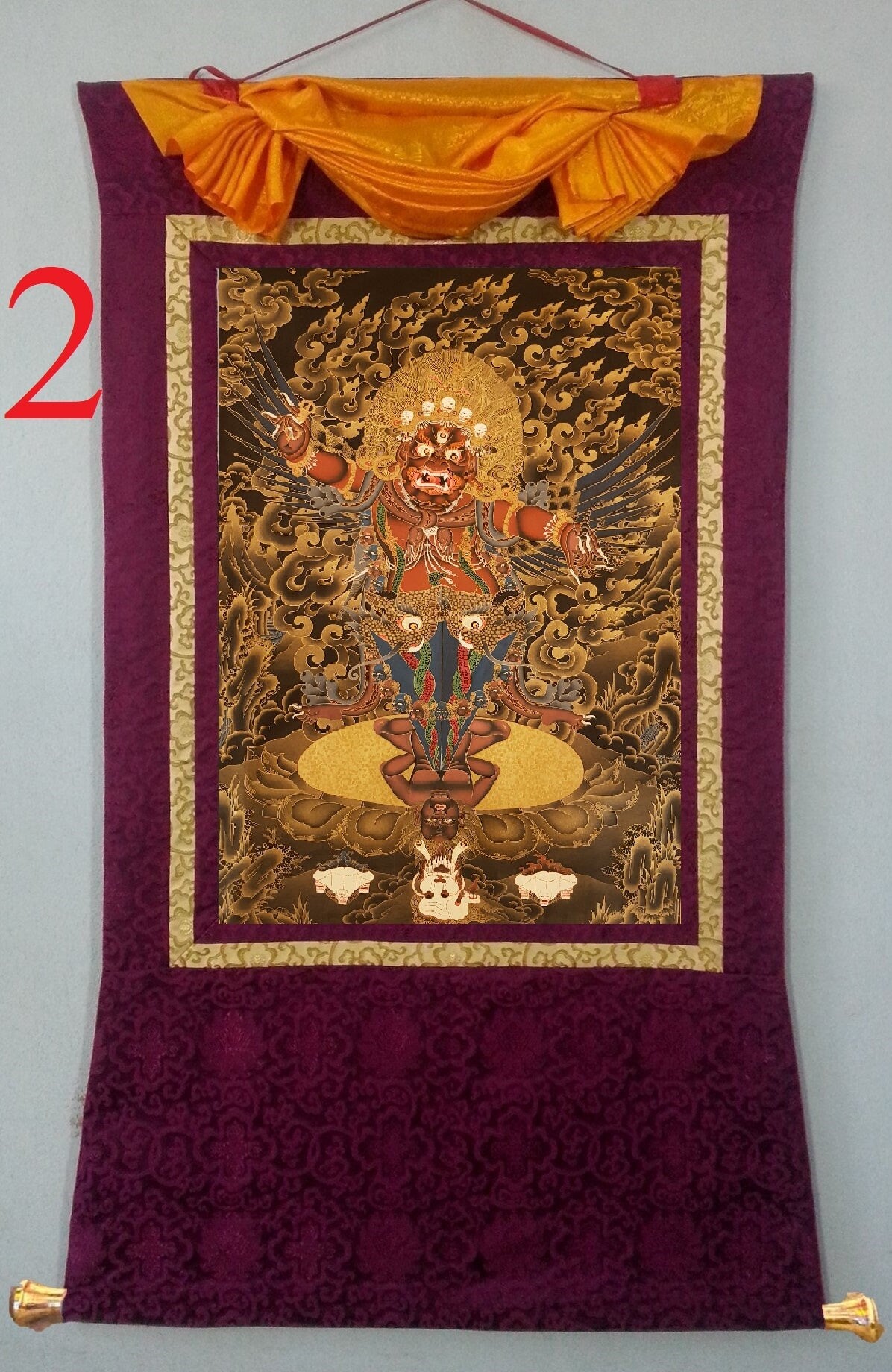 20. Guru Dragpur Thangka (Thanka) Painting. Free Brocade / Free Shipping.