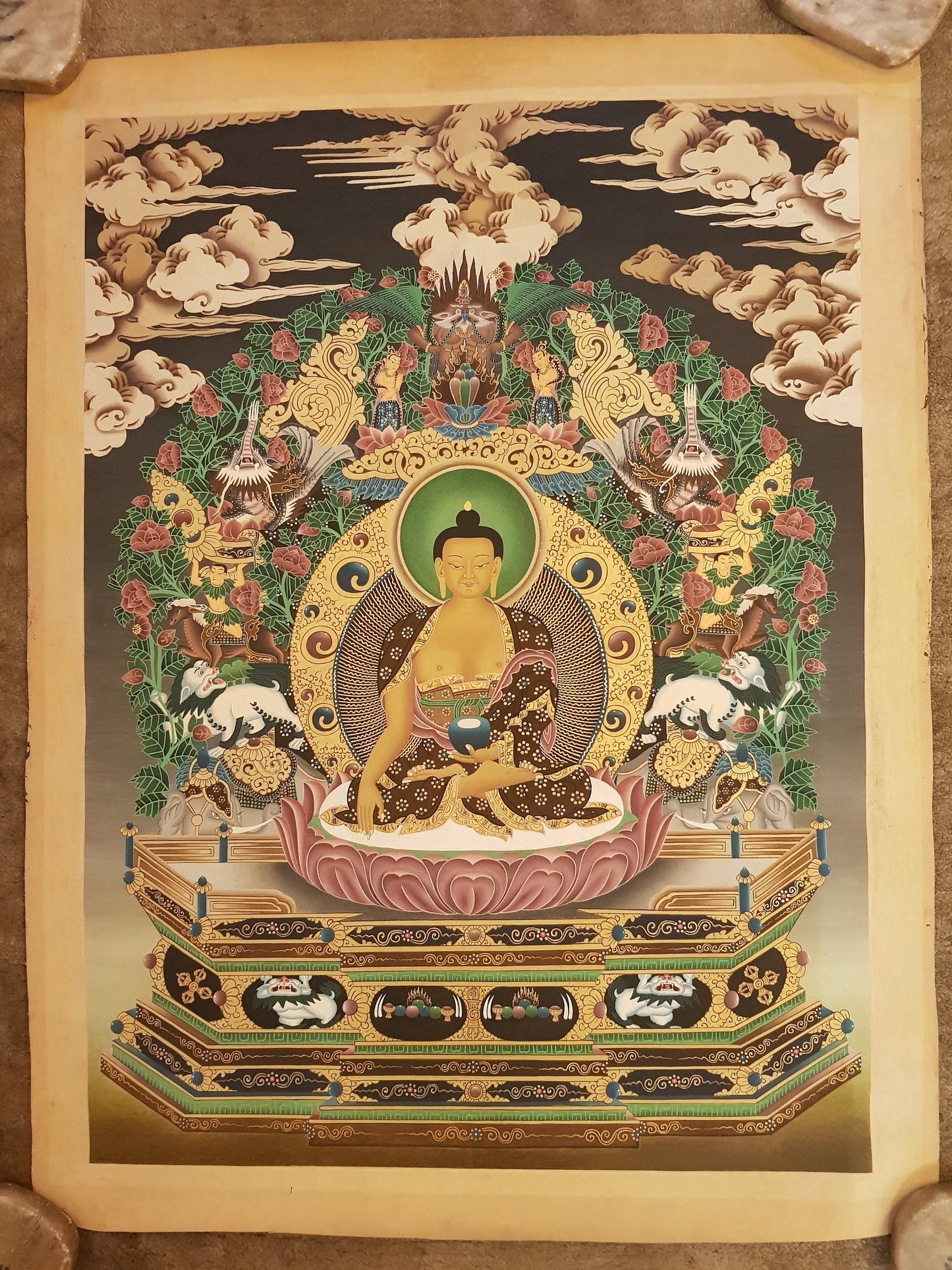 119. Fine Art Shakyamuni Buddha Thangka (Thanka). Free Brocade / Free Shipping.