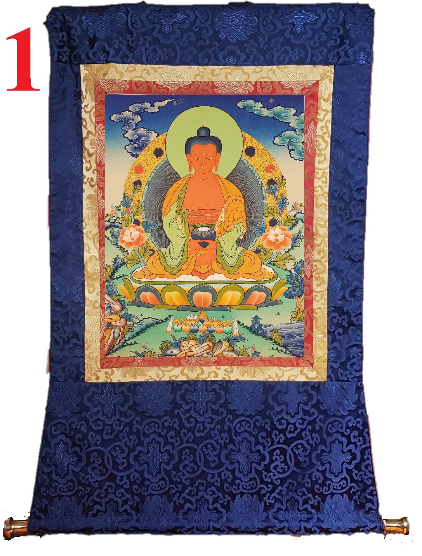 25. Amitabha Buddha Thangka (Thanka). Free Brocade / Free Shipping.