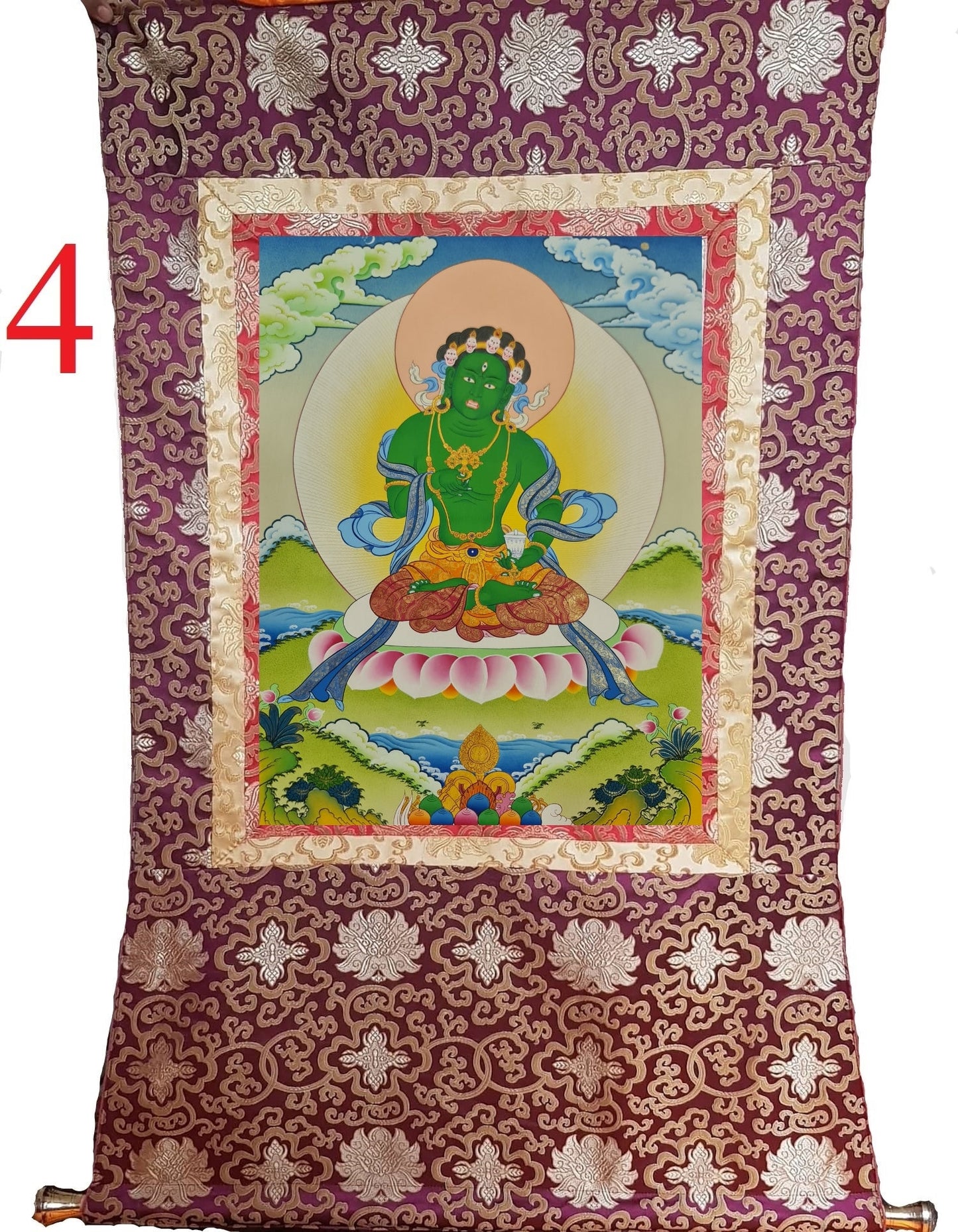 295. Vajra Vidharana Dorje Namjom Thangka (Thanka).  Free Brocade / Free Shipping.