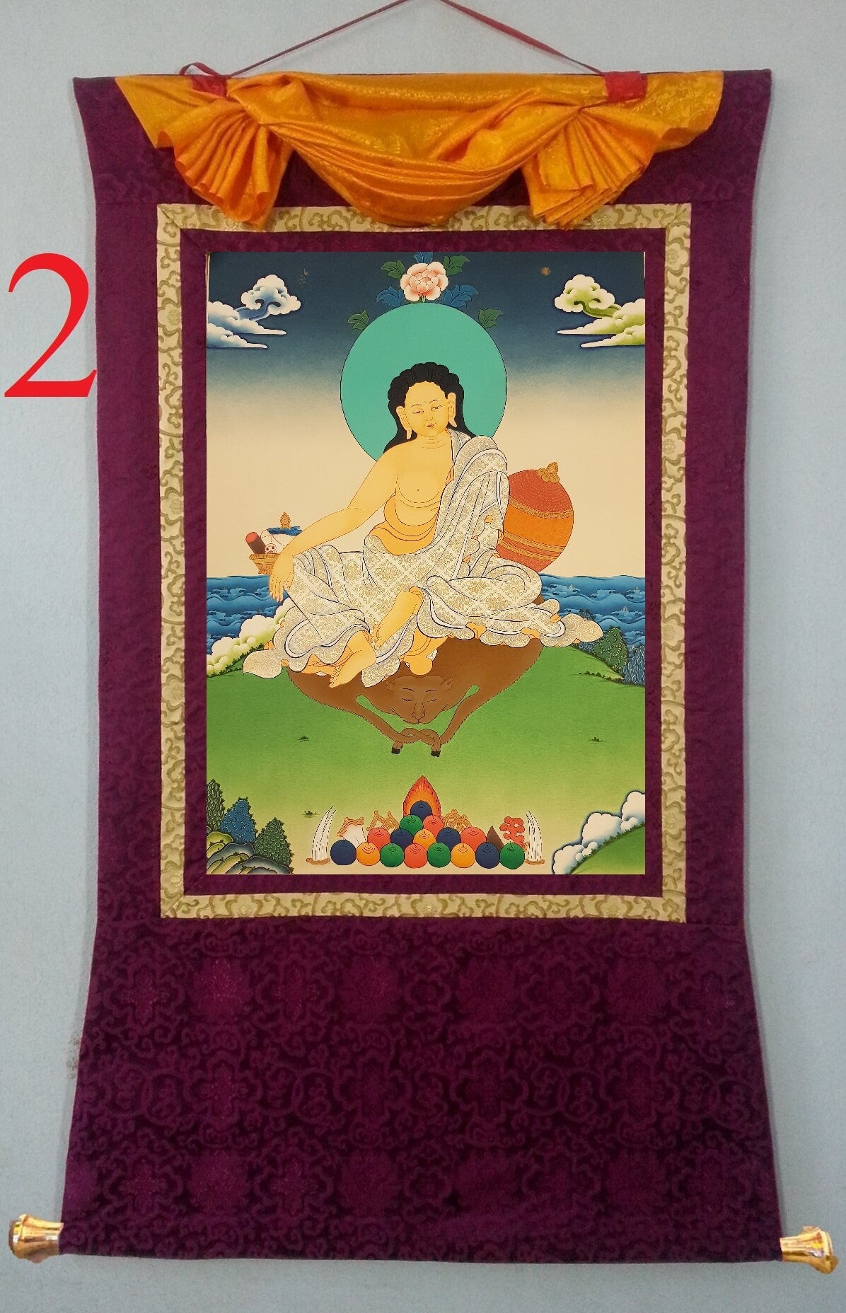 96. Milarepa Thangka (Thanka). Free Brocade / Free Shipping.