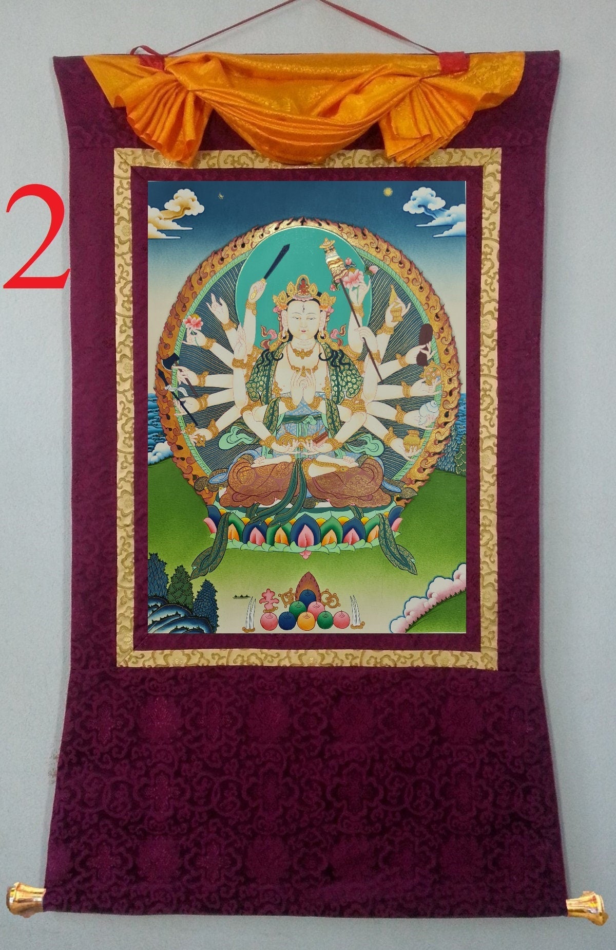 177. Cundi (Chundi) Bodhisattva Thangka (Thanka). Free Brocade / Free Shipping.