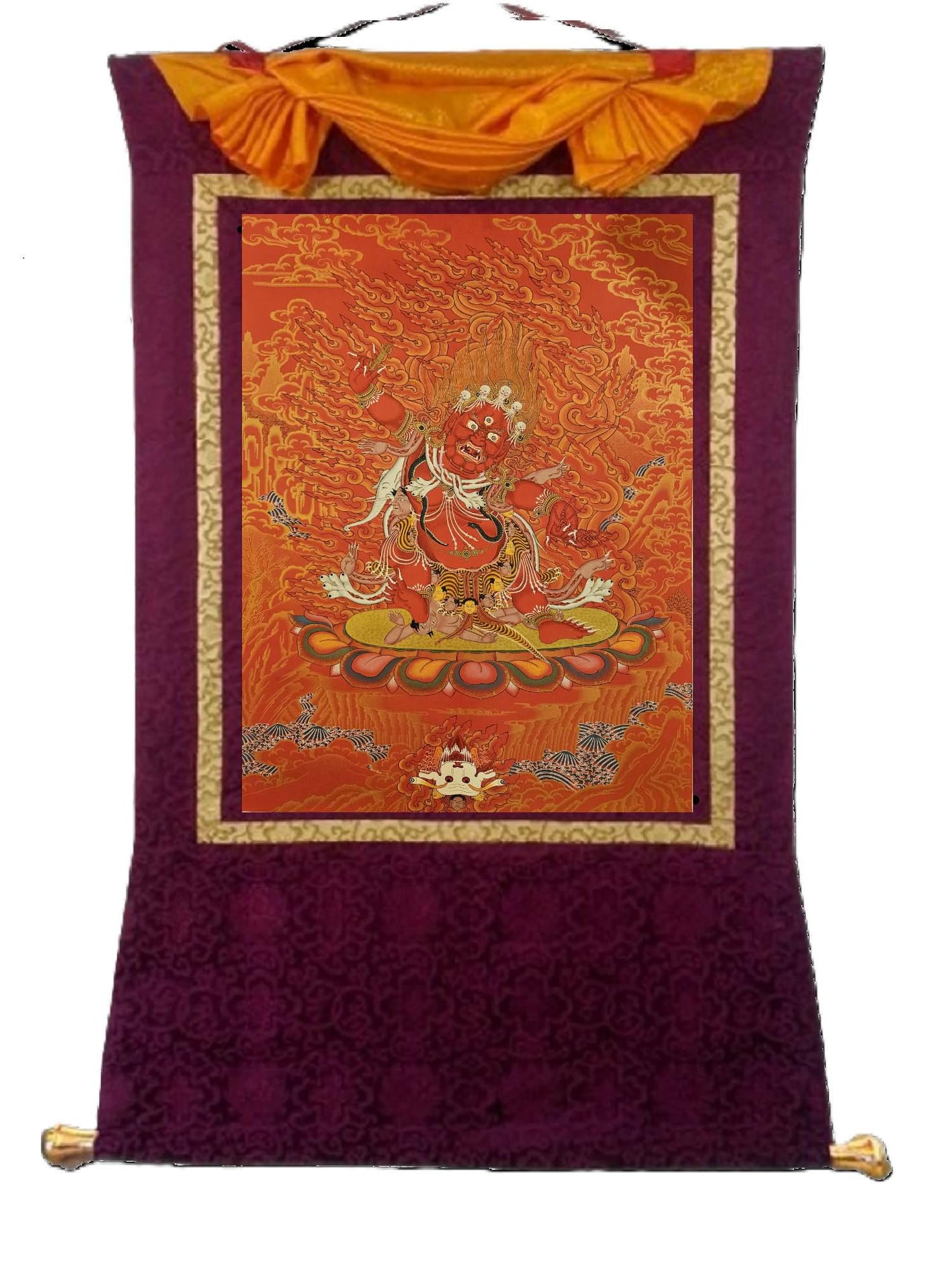 19. Guru Dragpo Thangka (Thanka) Painting. Free Brocade / Free Shipping.