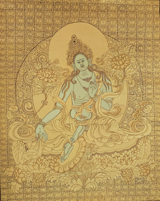 333. Green Tara Thangka (Thanka). Free Brocade / Free Shipping.