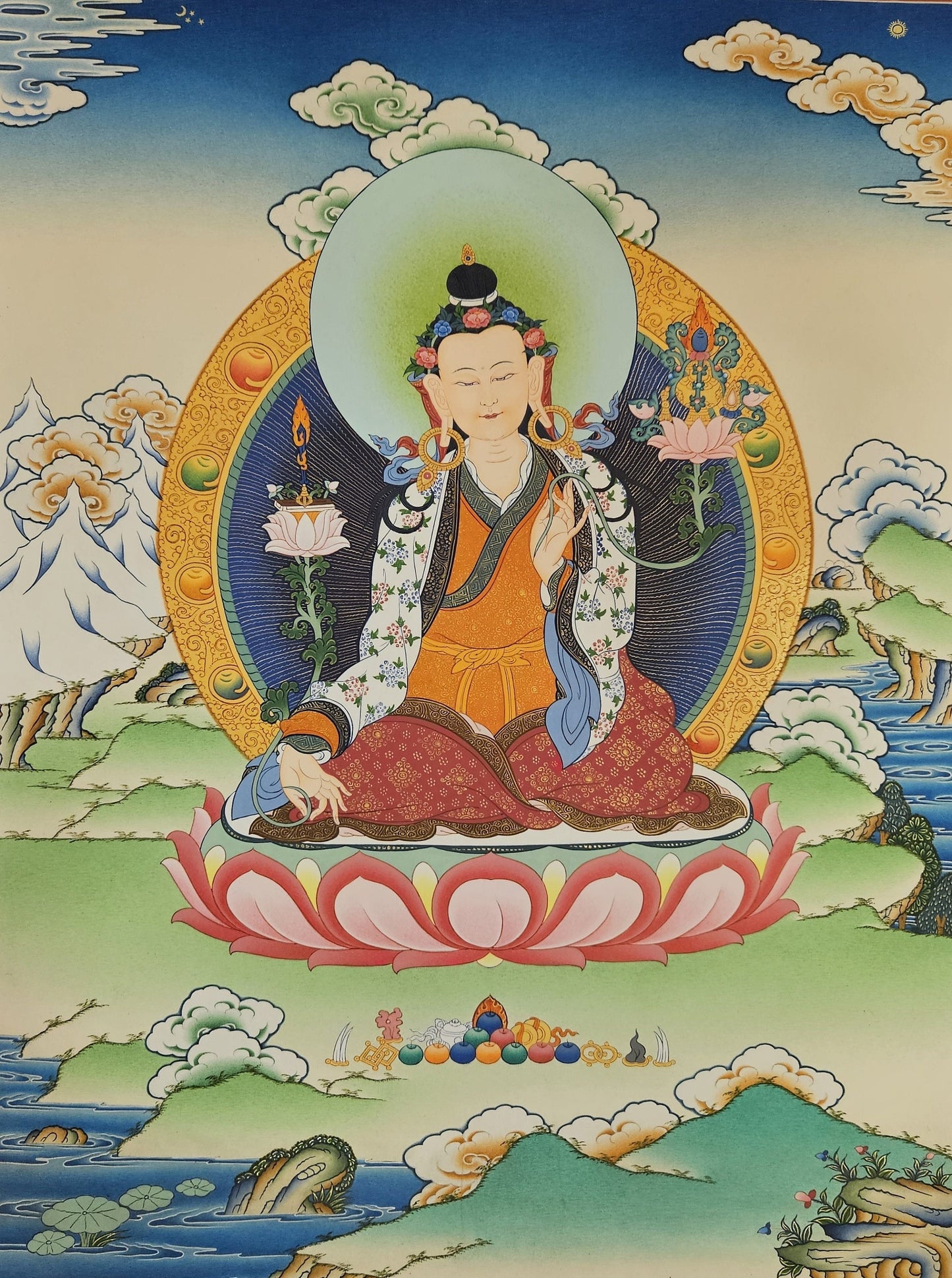 316. Yuthok the Elder "Father of Sowa Rigpa" Thangka (Thanka). Free Brocade / Free Shipping.