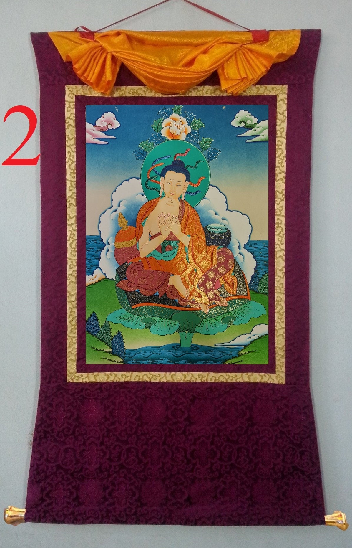 21. Nagarjuna Thangka (Thanka). Free Brocade / Free Shipping.