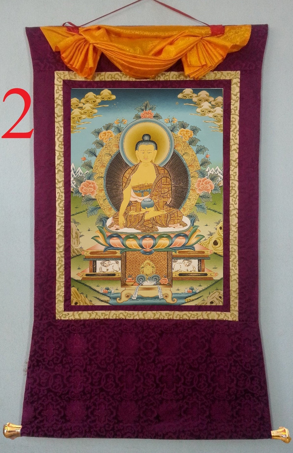 118. Shakyamuni Buddha Thangka (Thanka). Free Brocade / Free Shipping.