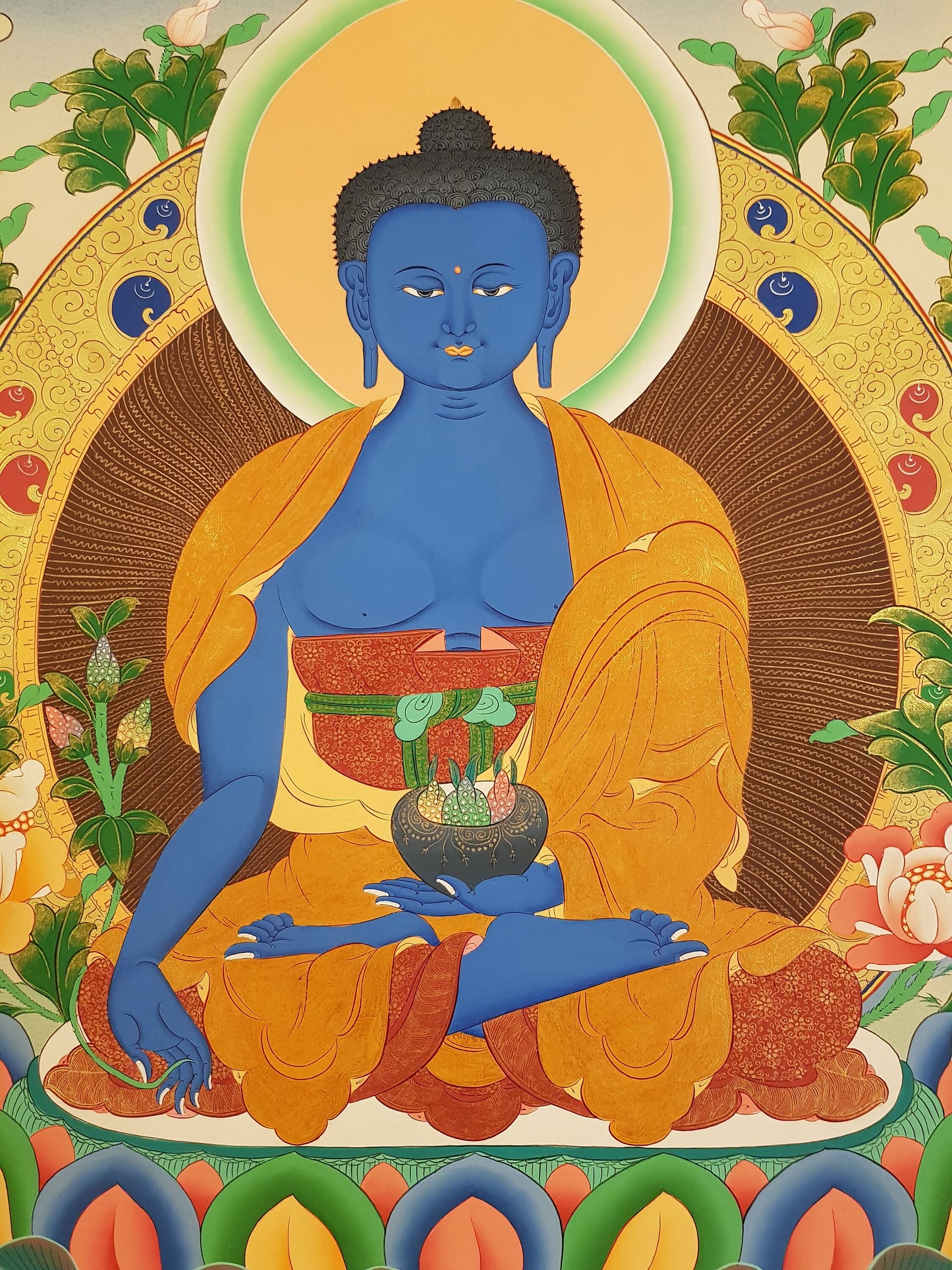 85. Medicine Buddha Thanka (Thangka). Free Brocade / Free Shipping.