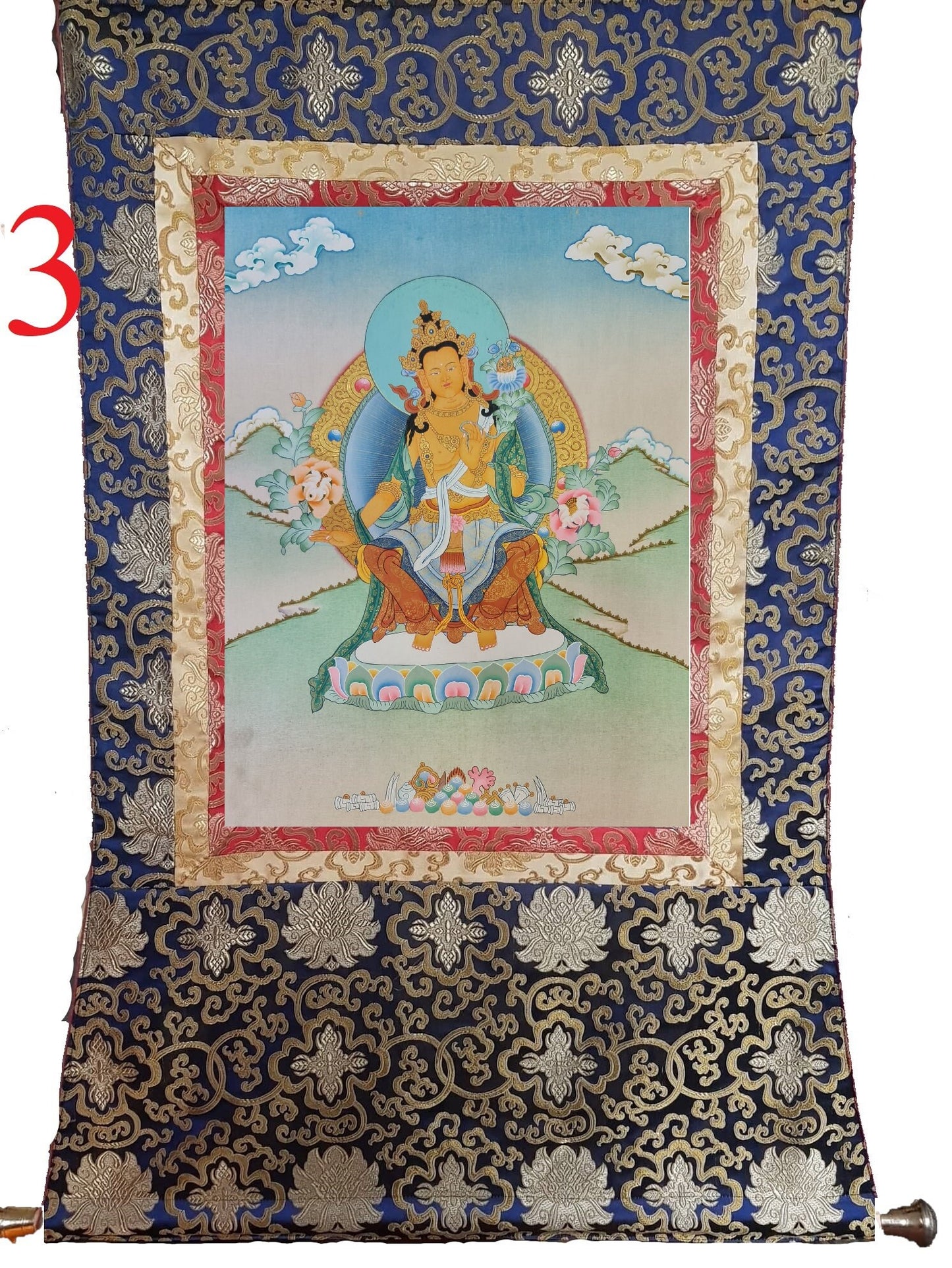 168. Maitreya (Metteyya) Buddha Thangka (Thanka). Free Brocade / Free Shipping.