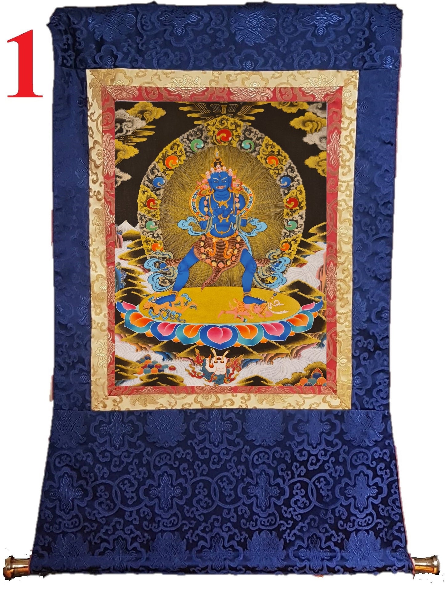 289. Two-Armed Heruka Chakrasamvara Thangka (Thanka). Free Brocade / Free Shipping.