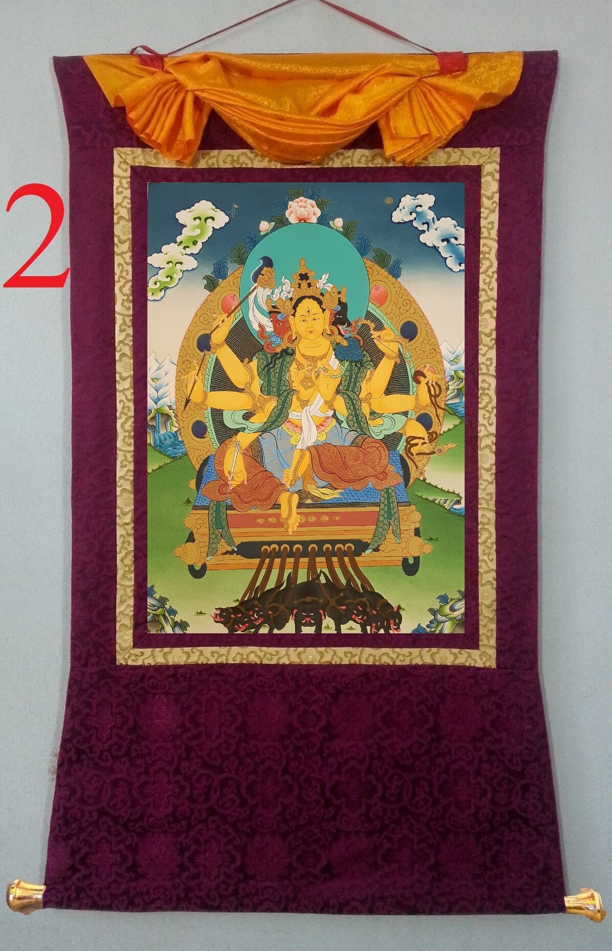 98. Marici Tibetan Thangka (Thanka) Painting. Free Brocade / Free Shipping.