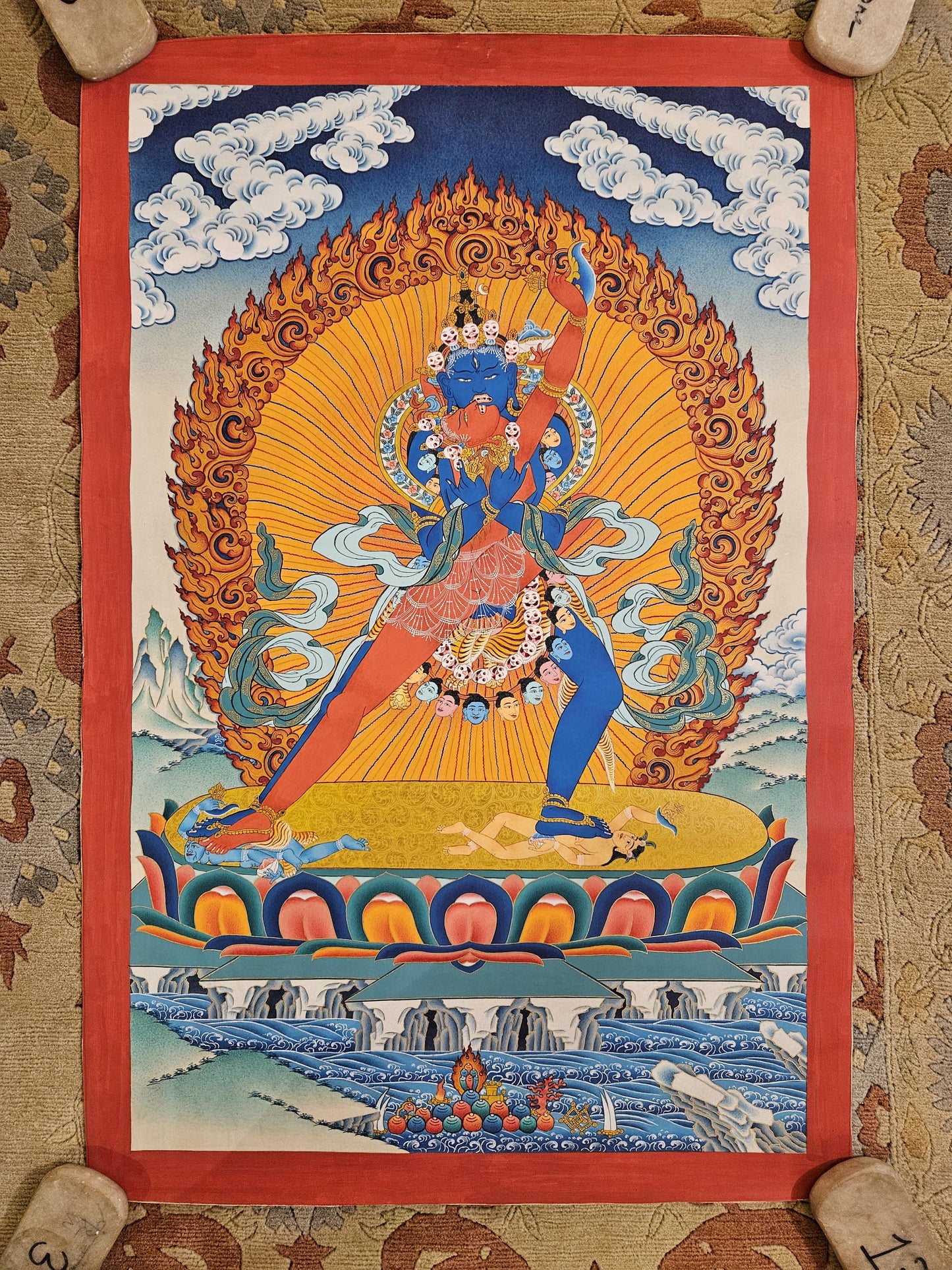 1. Two-Armed Heruka Chakrasamvara Thangka (Thanka). Free Brocade / Free Shipping.