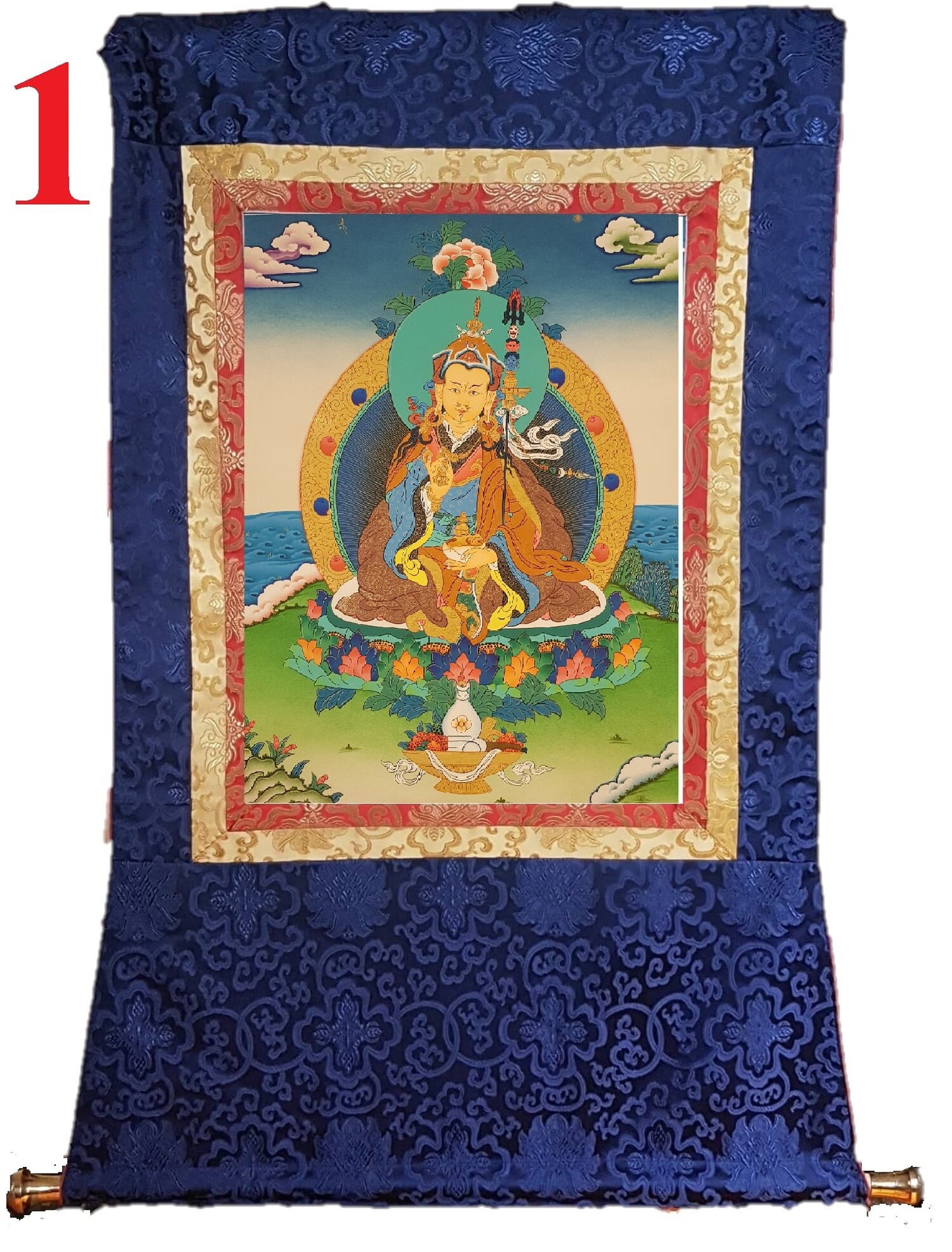 63. Guru Rinpoche Padmasambhava Thanka (Thangka). Free Brocade / Free Shipping.