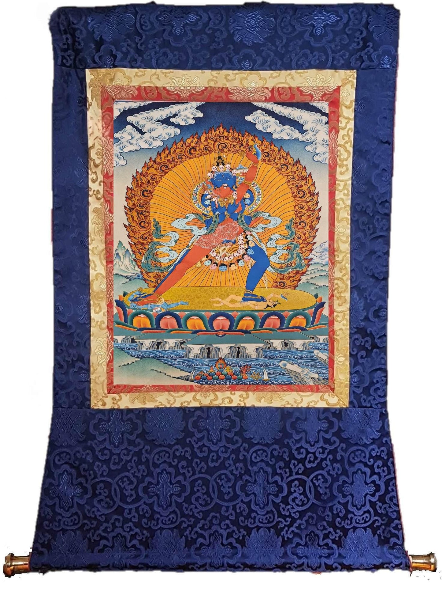 1. Two-Armed Heruka Chakrasamvara Thangka (Thanka). Free Brocade / Free Shipping.