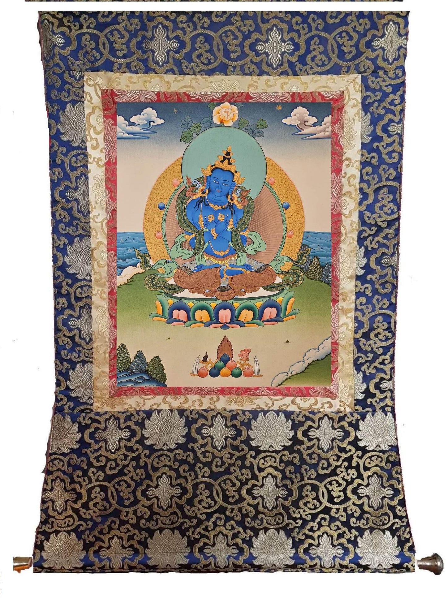 128. Dorje Chang Vajradhara Thangka (Thanka).  Free Brocade / Free Shipping.