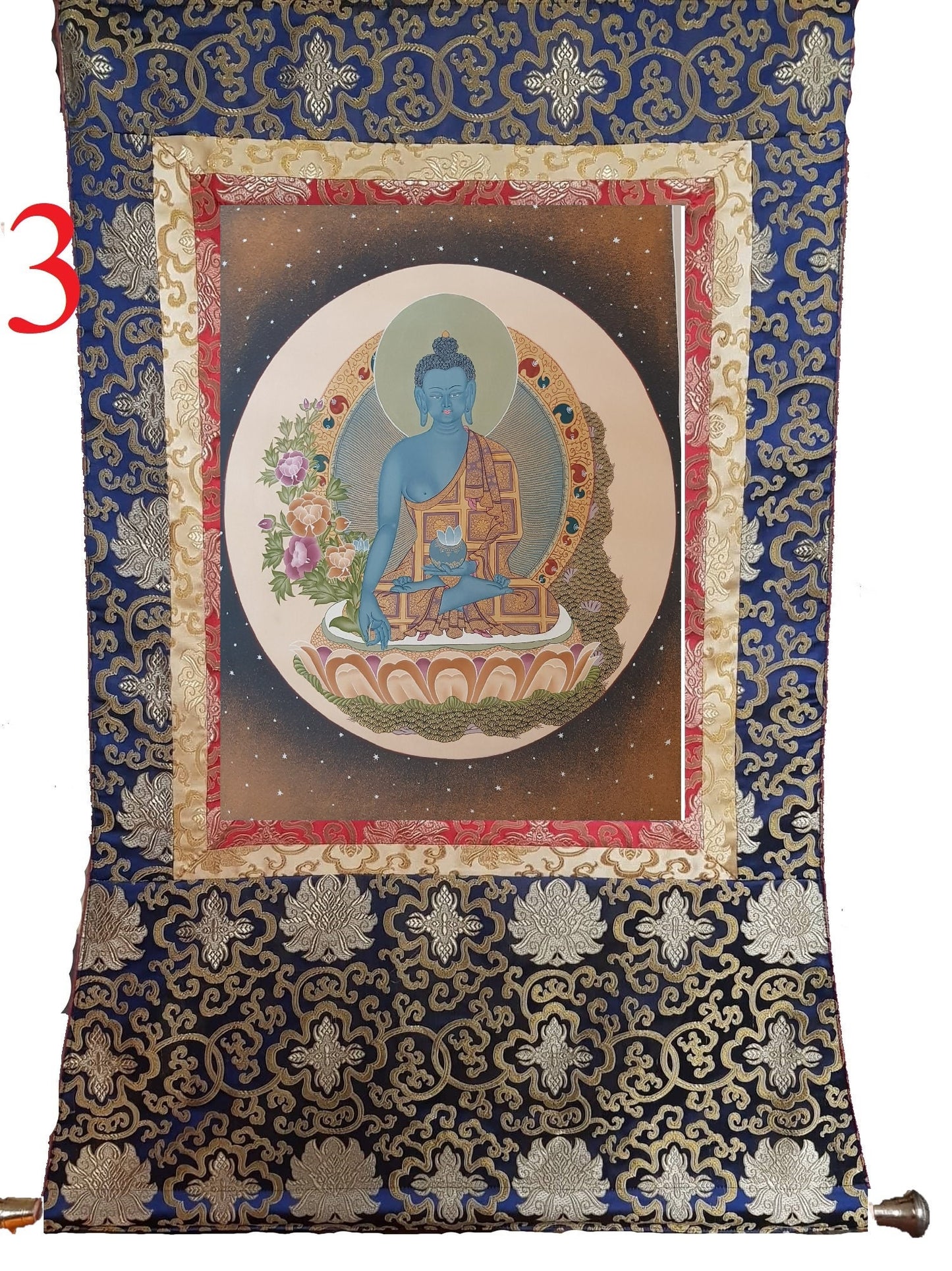 84. Medicine Buddha Thanka (Thangka). Free Brocade / Free Shipping.