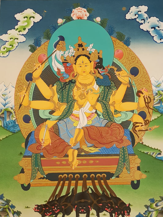 98. Marici Tibetan Thangka (Thanka) Painting. Free Brocade / Free Shipping.