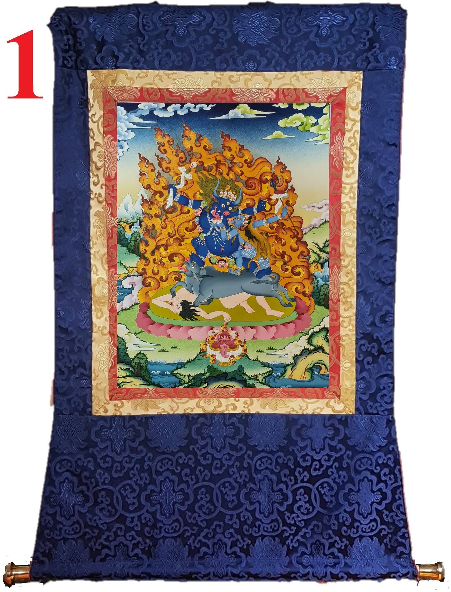 248. Kalarupa Yamaraja Thangka (Thanka). Free Brocade / Free Shipping.