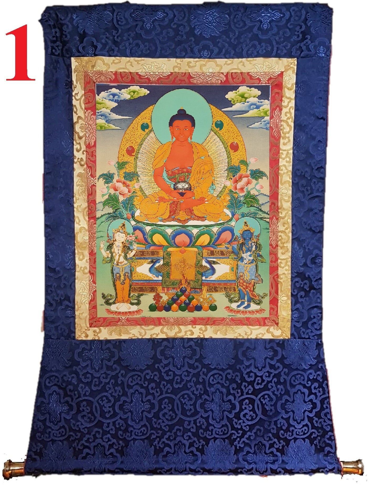 27. Amitabha Buddha Thangka (Thanka). Free Brocade / Free Shipping.
