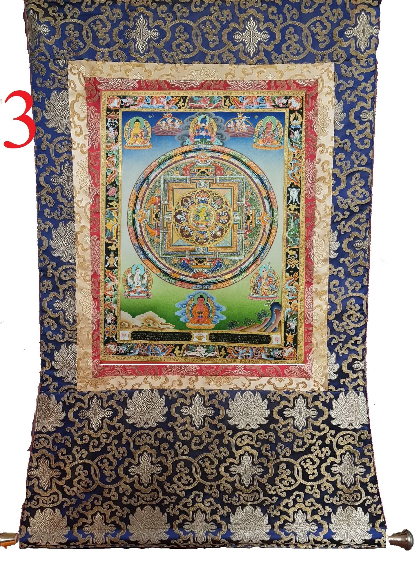 147. Manjushri (Manjushree) Mandala Thangka (Thanka). Free Brocade / Free Shipping.