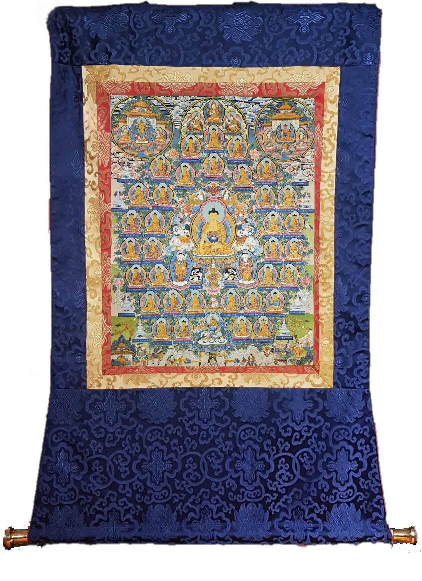 318. 35 Buddha Thangka (Thanka). Free Brocade / Free Shipping.