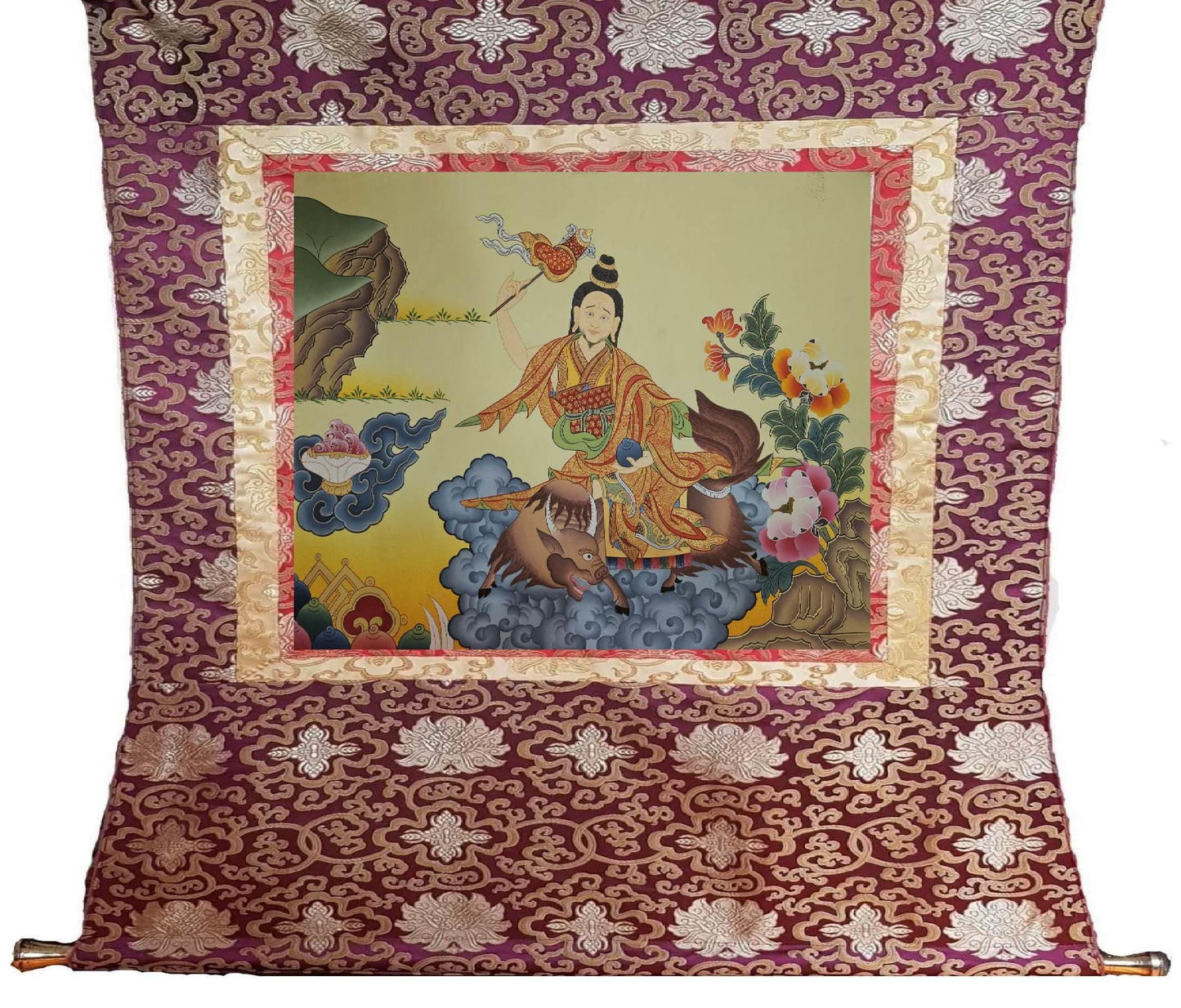 358. Genyan (Protector of Thrangu Rinpoche’s Monastery) Thangka (Thanka). Free Brocade / Free Shipping.