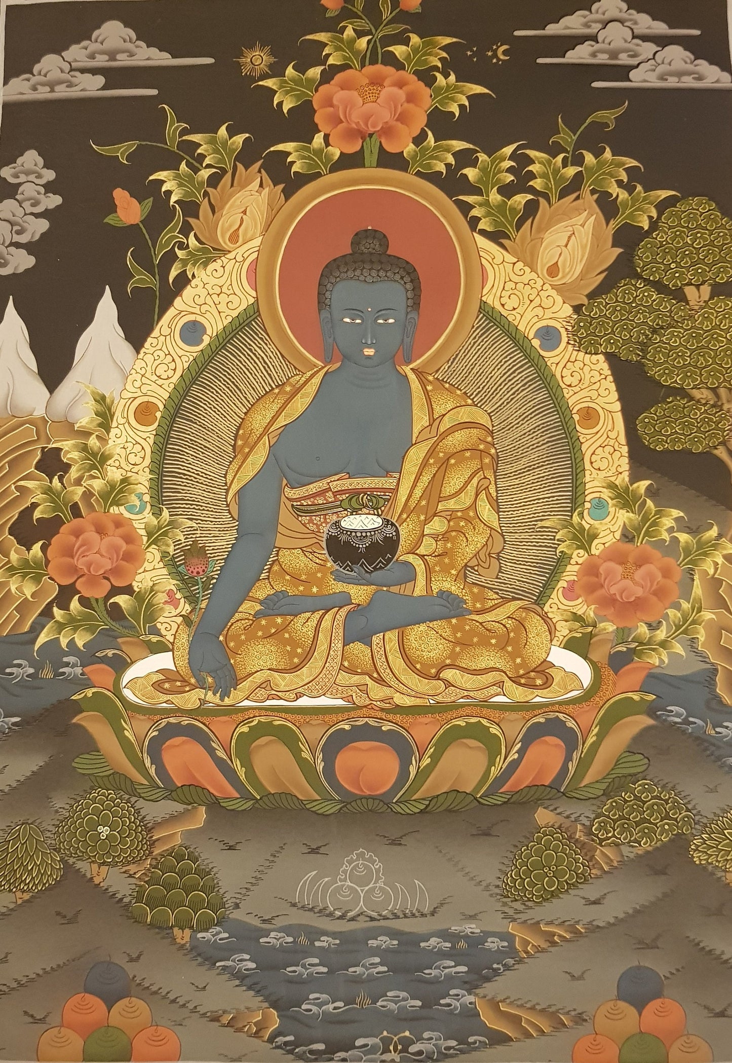 89. Medicine Buddha Thanka (Thangka). Free Brocade / Free Shipping.