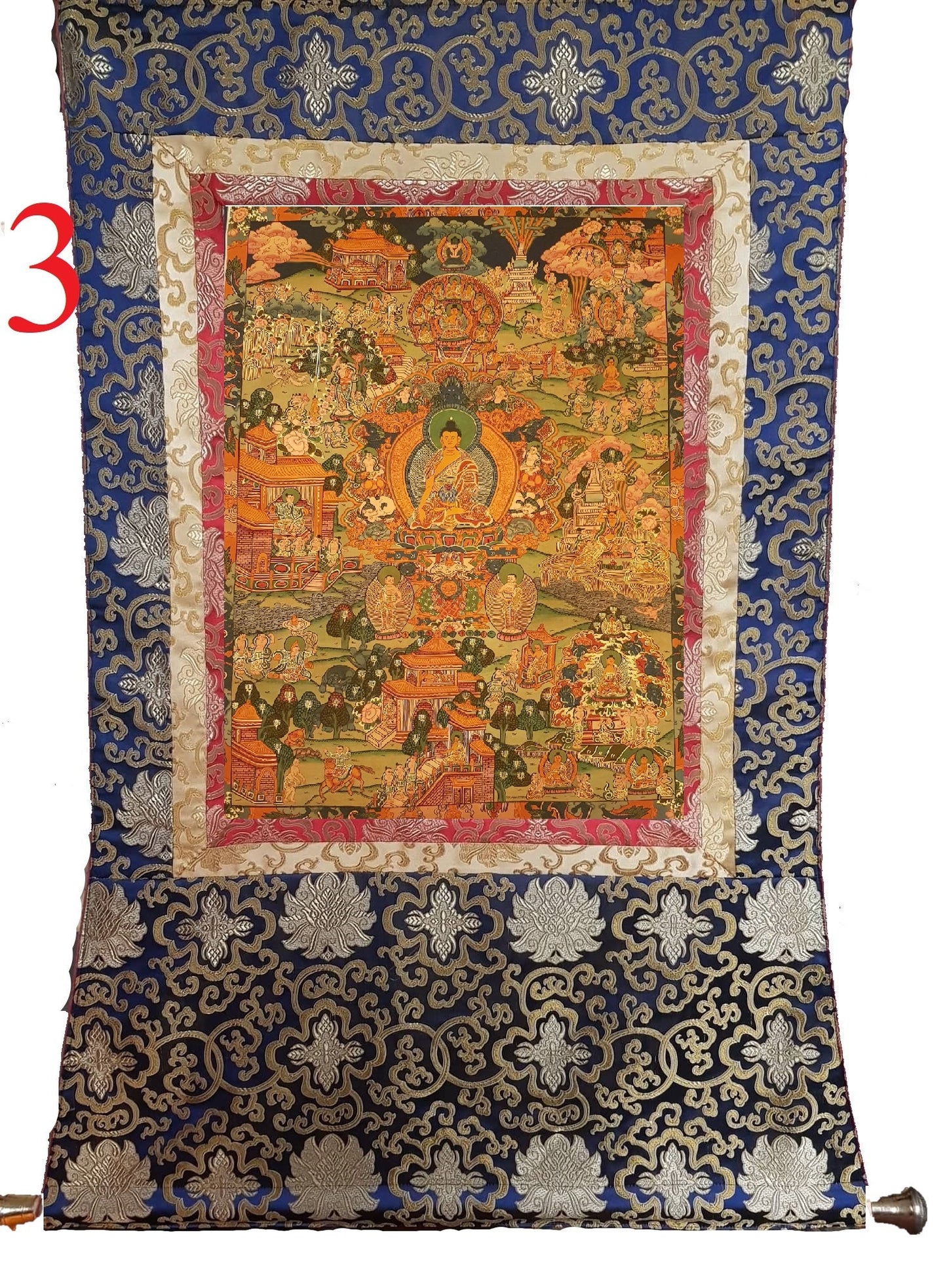 14. Buddha Life Story (Thanka) Thangka. Free Brocade / Free Shipping.
