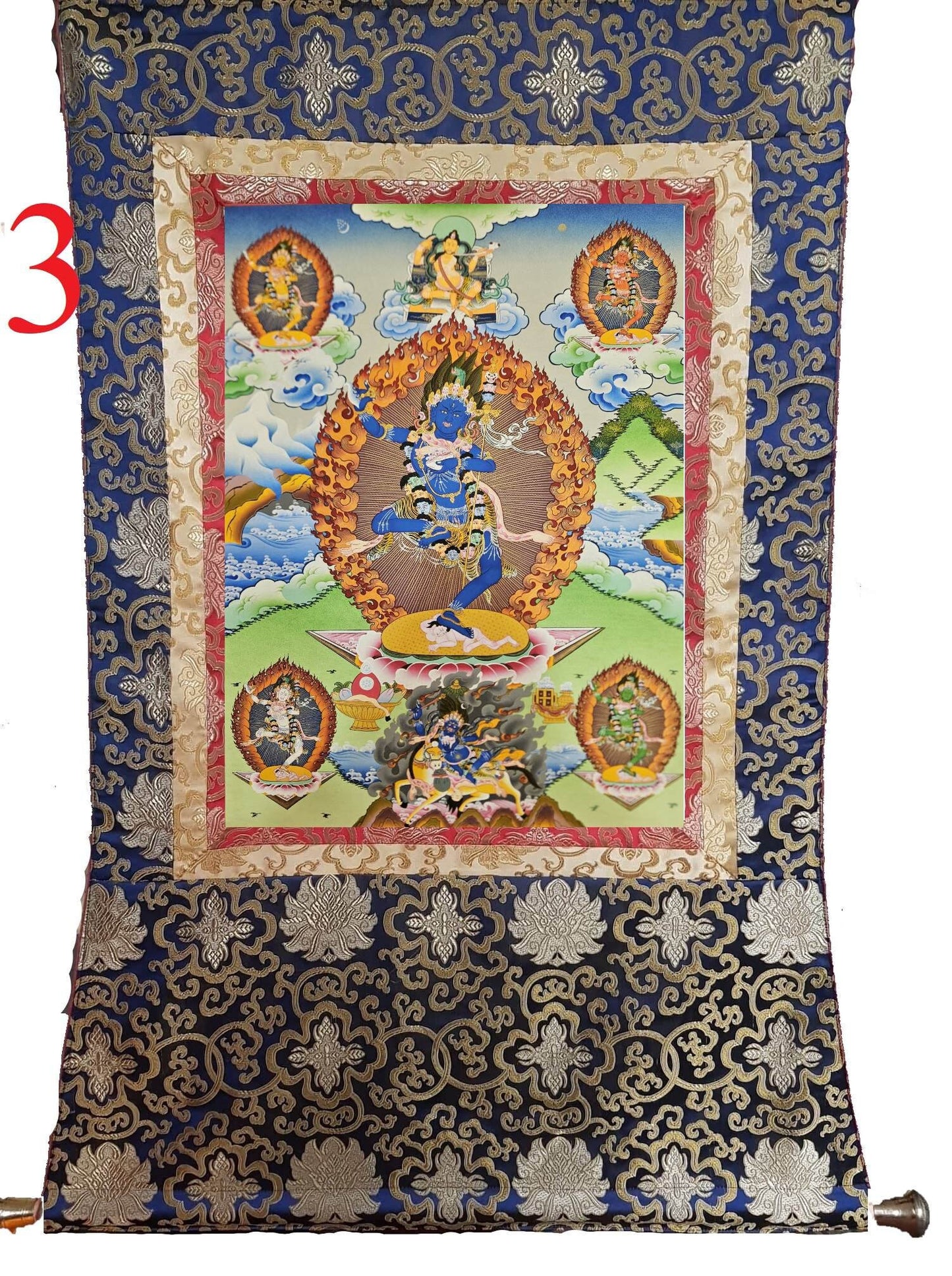 211. Troma Nagmo, the Black Wrathful Mother Thangka (Thanka). Free Brocade / Free Shipping.