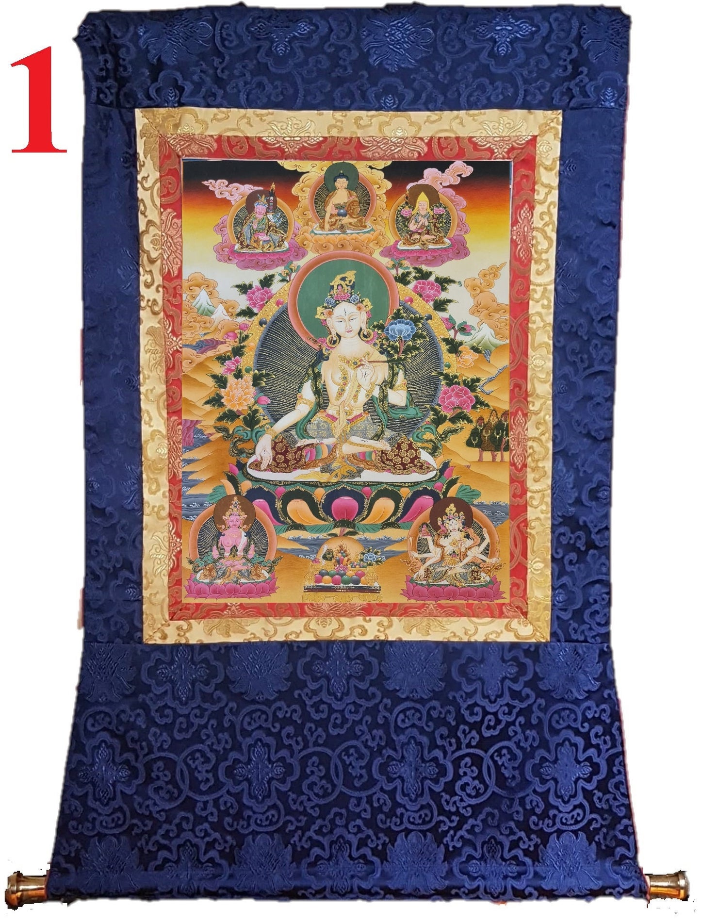 178. White Tara Thangka (Thanka). Free Brocade / Free Shipping.