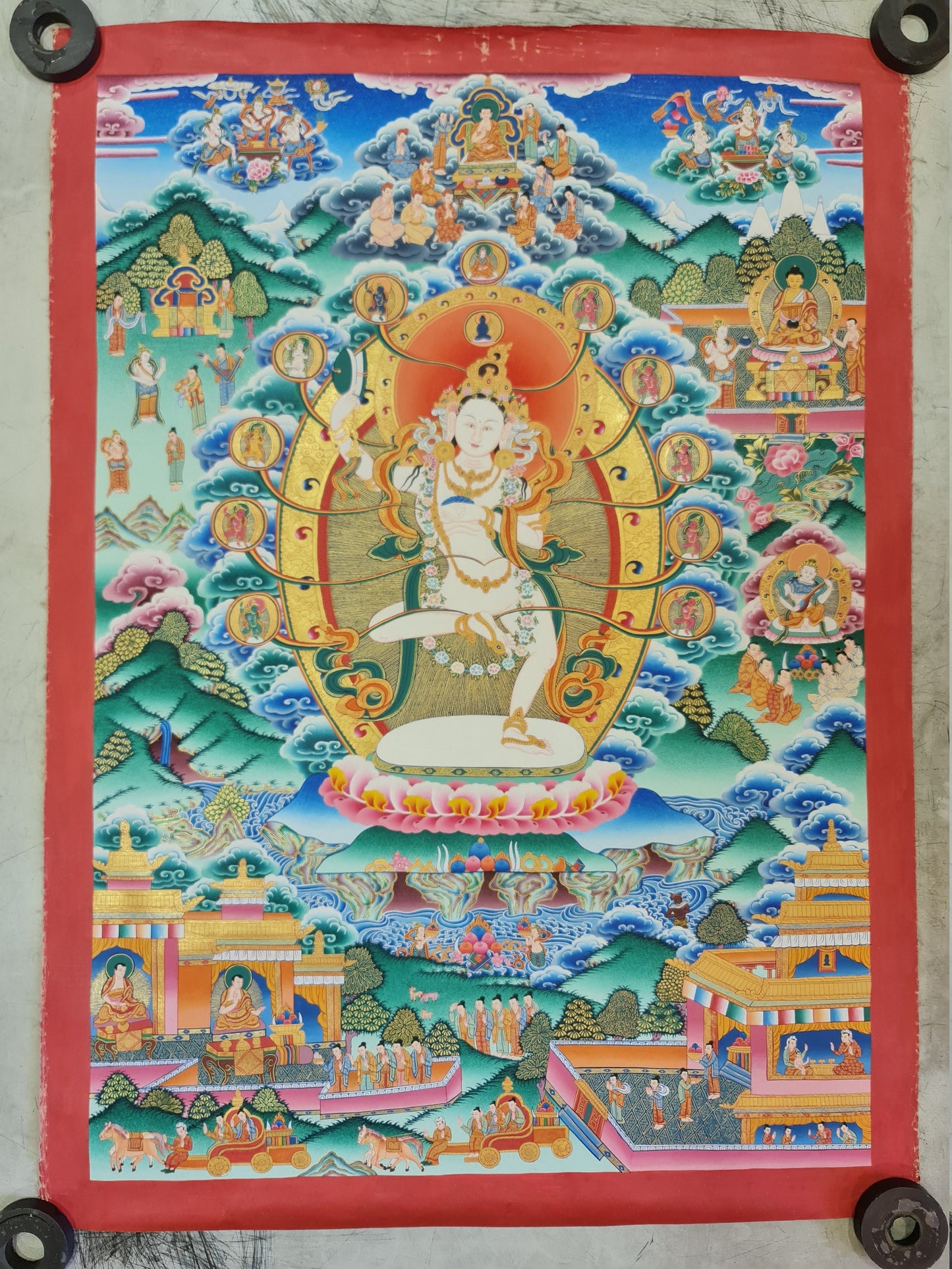 204. Machig Labdron for Chod Practice Thangka (Thanka). Free Brocade / Free Shipping.
