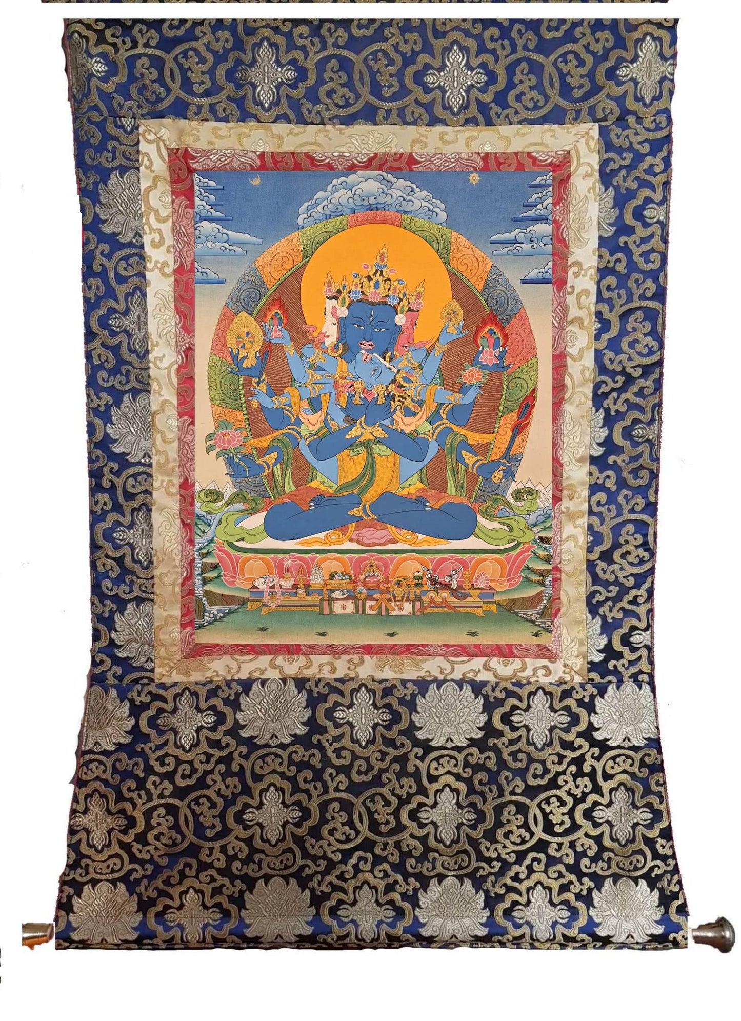 59. Akshobhyavajra Guhyasamaja Thangka (Thanka). Free Brocade / Free Shipping.