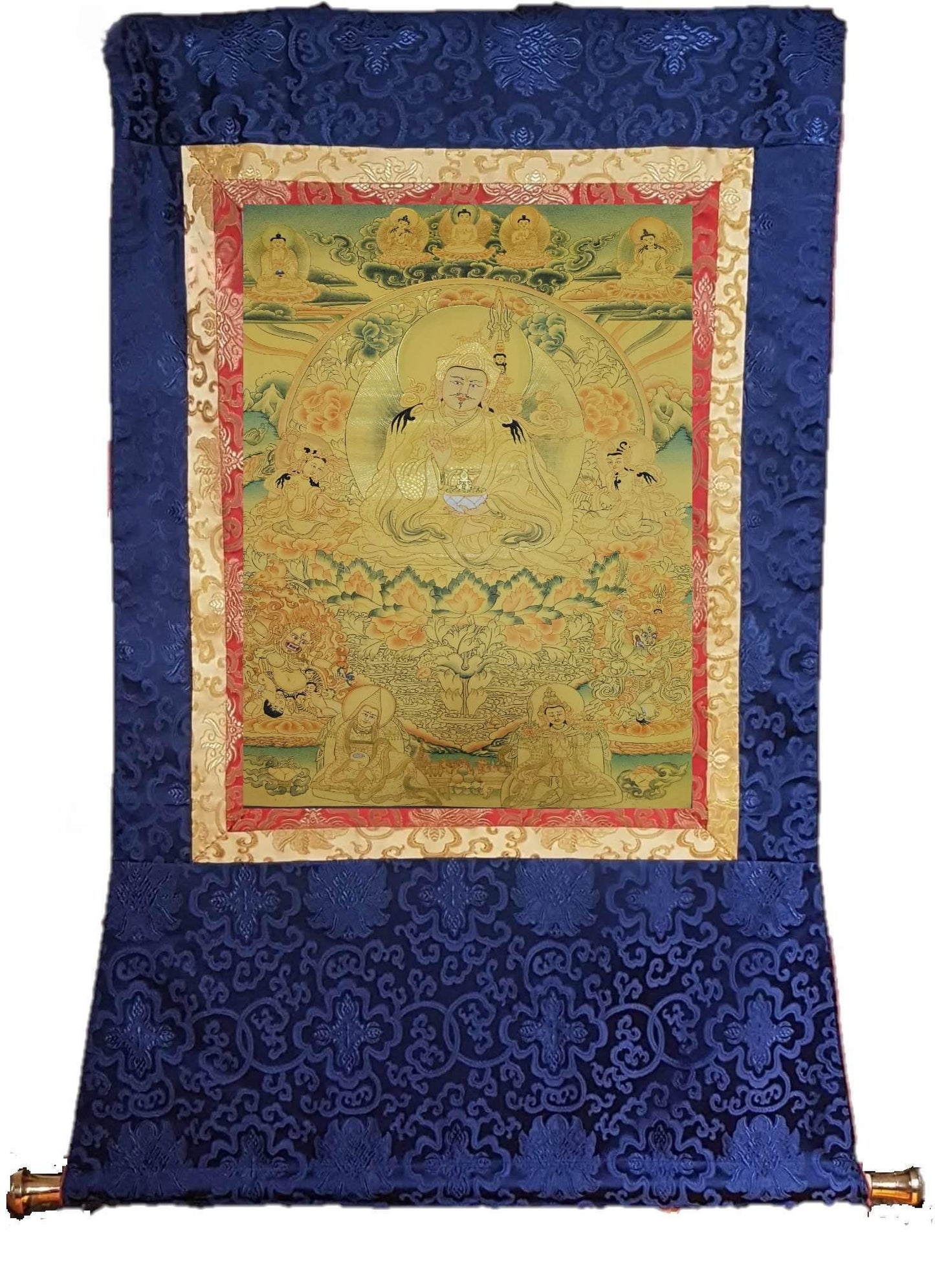 367. 8 Eight Guru Rinpoche Padmasambhava Tsen Gye Thanka (Thangka). Free Brocade / Free Shipping.