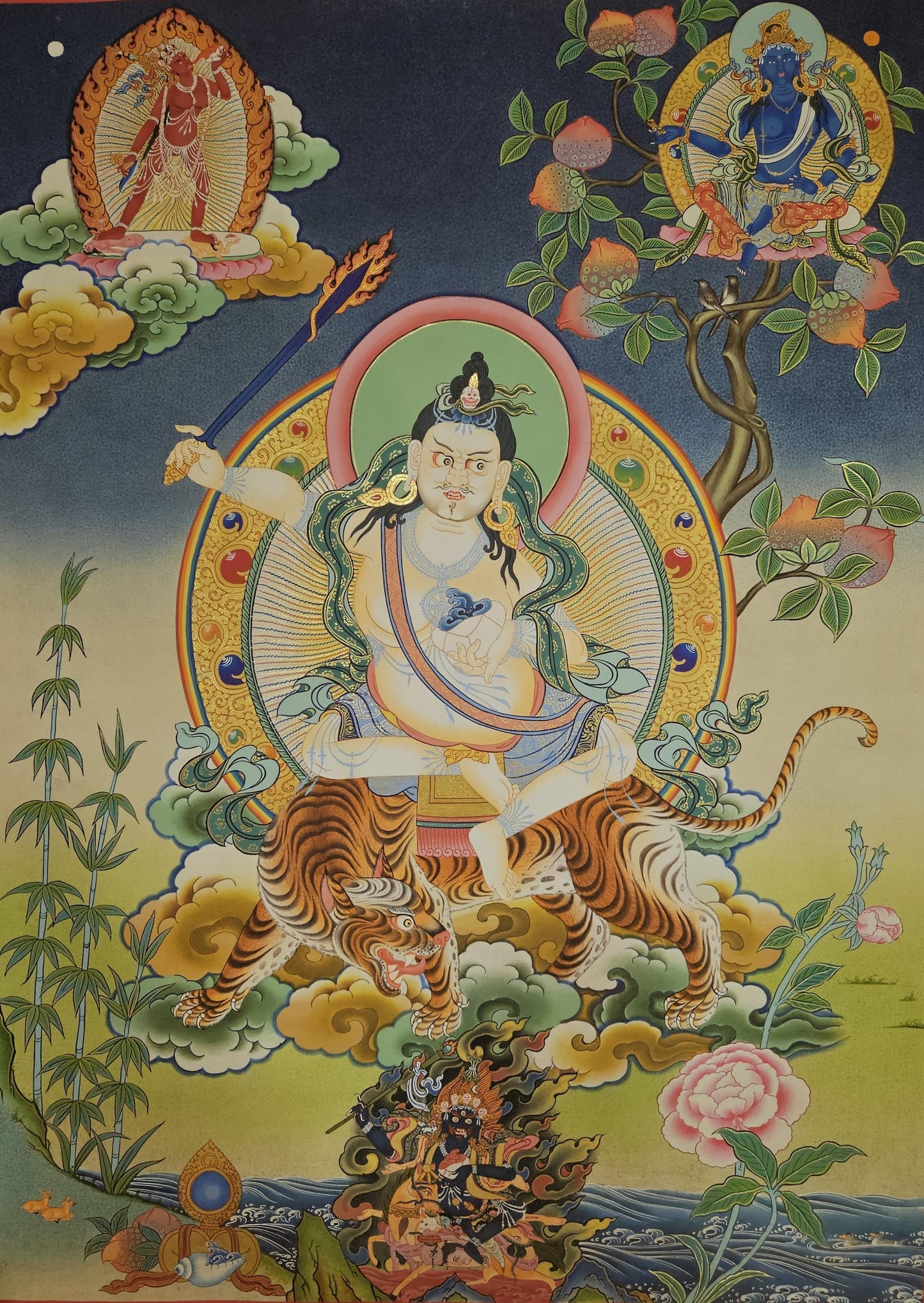 359. Lama Tsongkhapa as Mahasiddha Thangka (Thanka).  Free Brocade / Free Shipping.