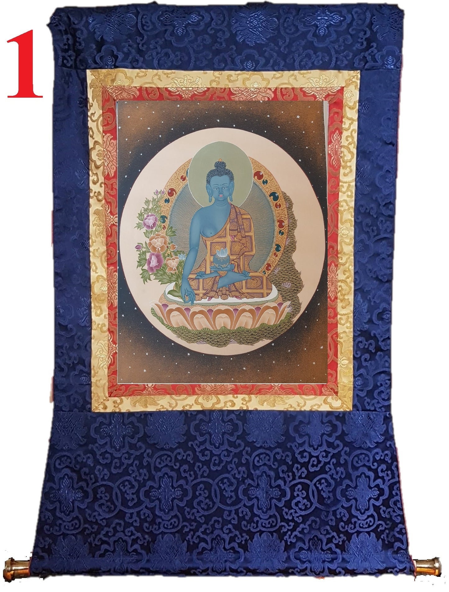 84. Medicine Buddha Thanka (Thangka). Free Brocade / Free Shipping.