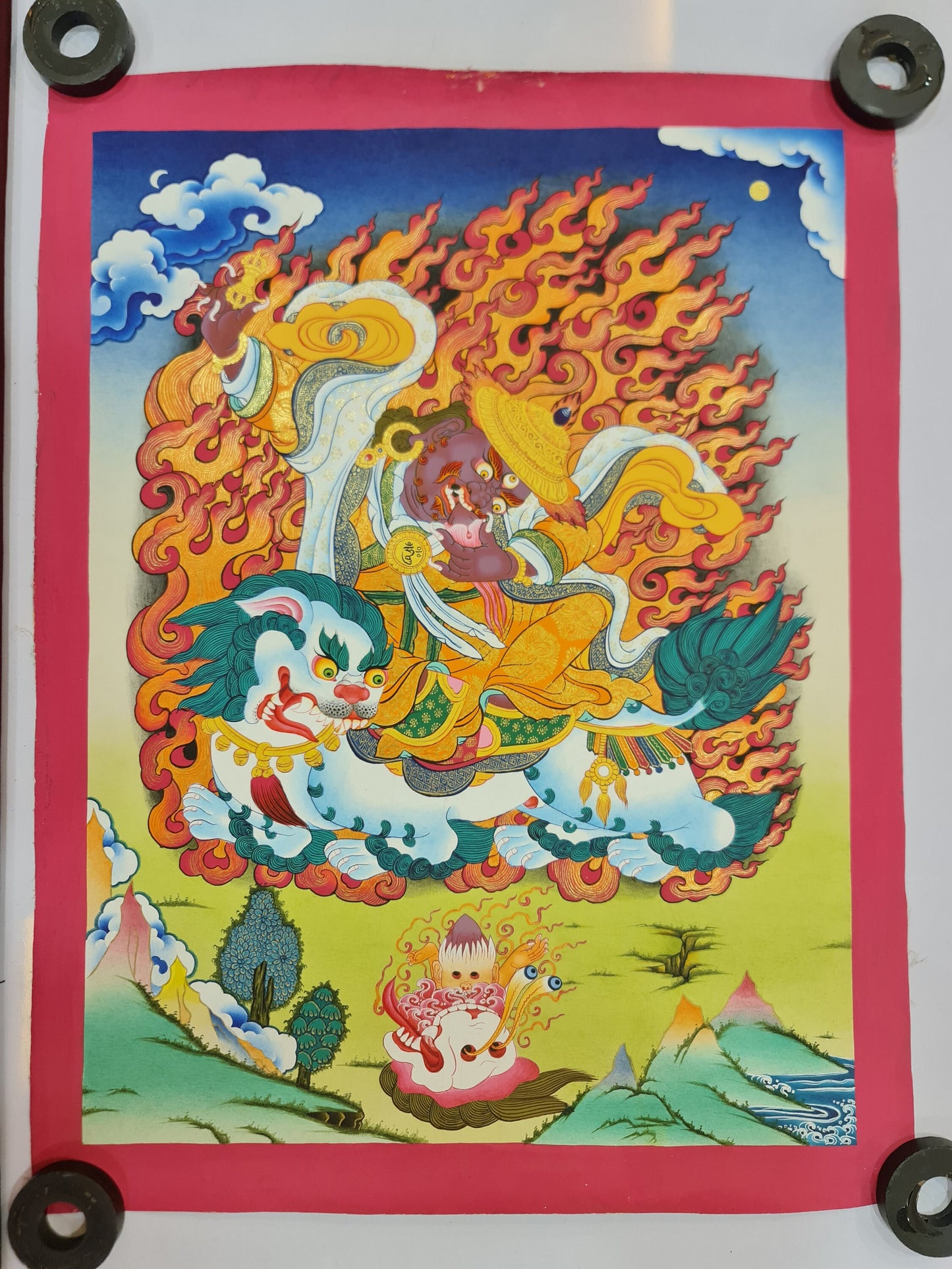 297. Damchan Dorje Legpa Thangka (Thanka). Free Brocade / Free Shipping.