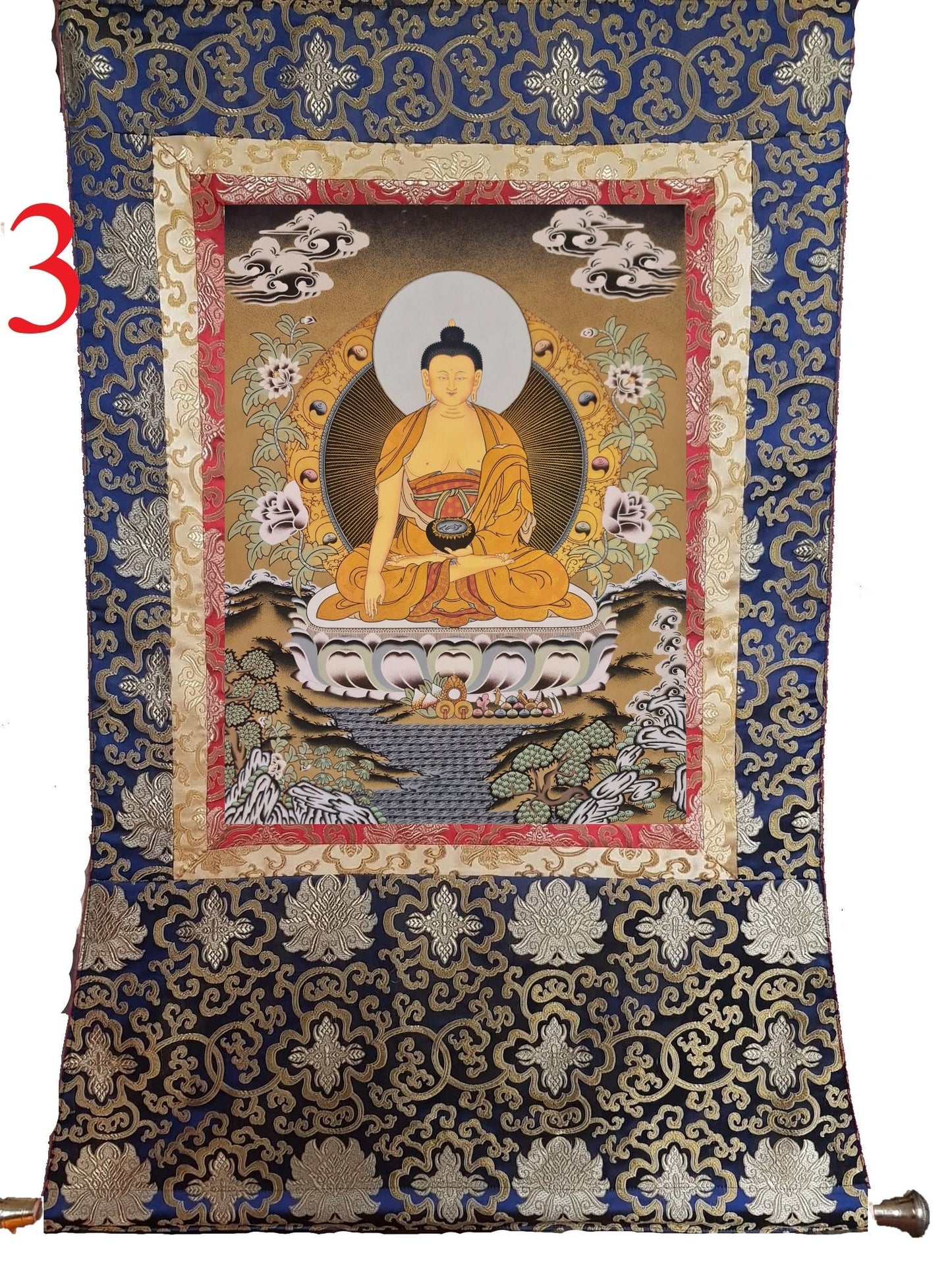 114. Shakyamuni Buddha Thangka (Thanka). Free Brocade / Free Shipping.