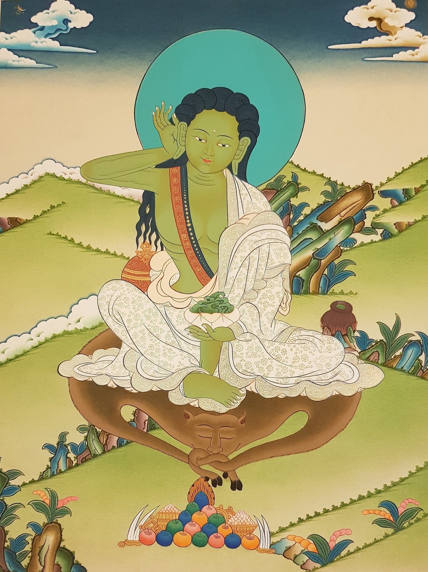 95. Milarepa Thangka (Thanka). Free Brocade / Free Shipping.