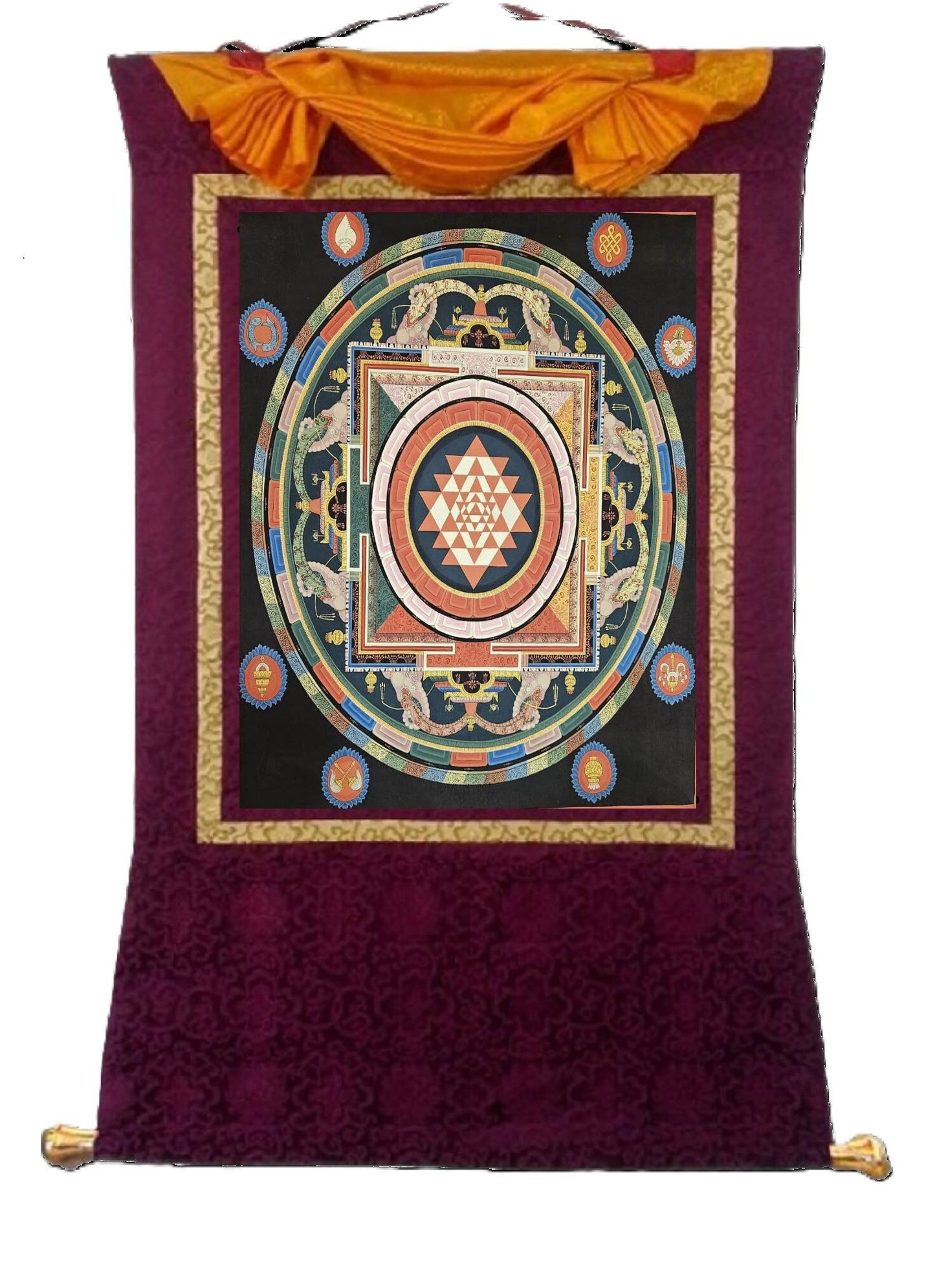 320. Shri Sri Shree Yantra Mandala Thangka (Thanka). Free Brocade / Free Shipping.