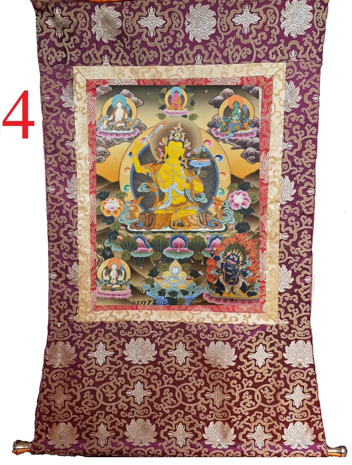 82. Manjushree (Manjushri) Thangka (Thanka). Free Brocade / Free Shipping.