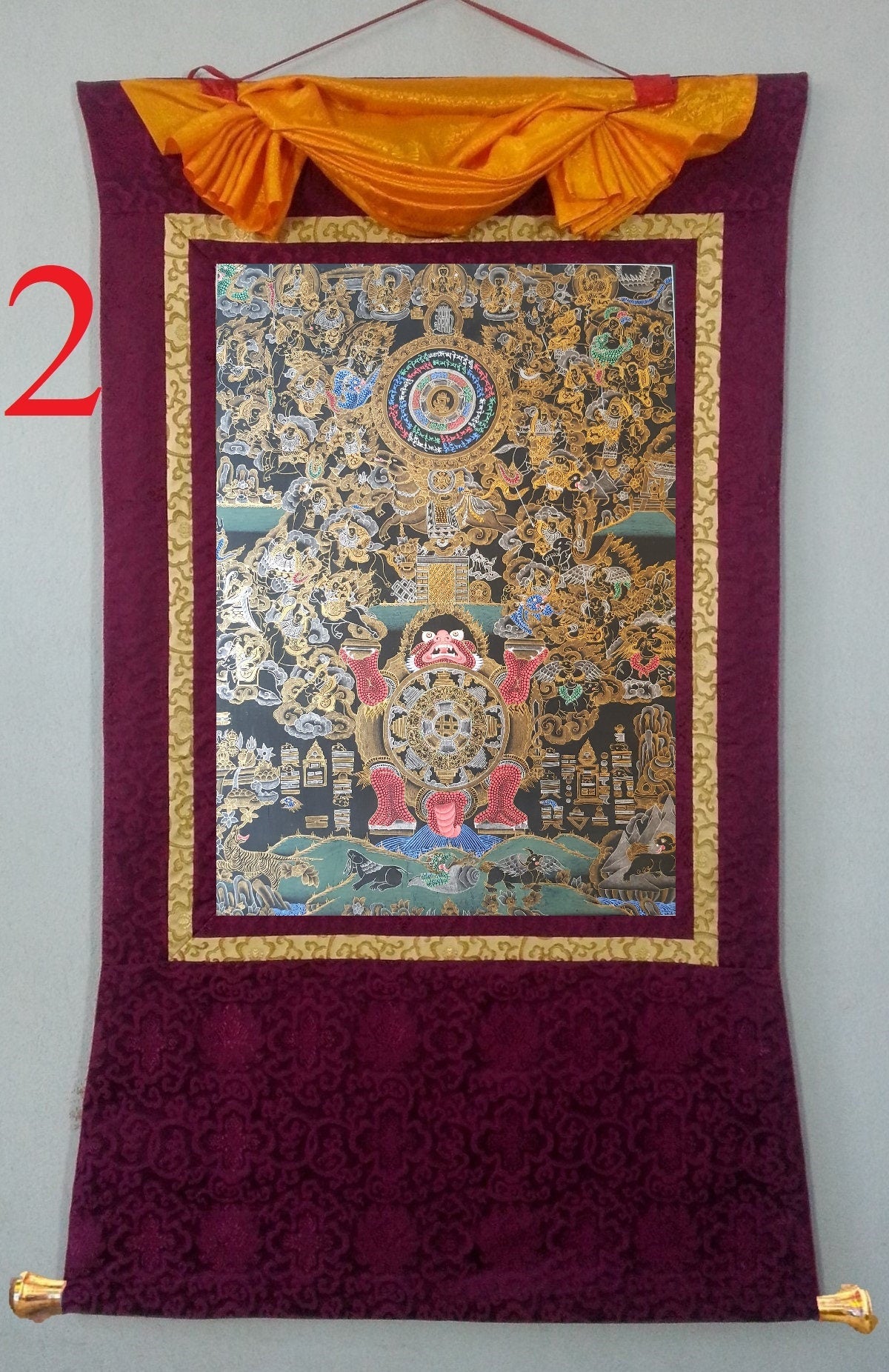 123. Tibetan Calendar Thangka (Thanka). Free Brocade / Free Shipping.