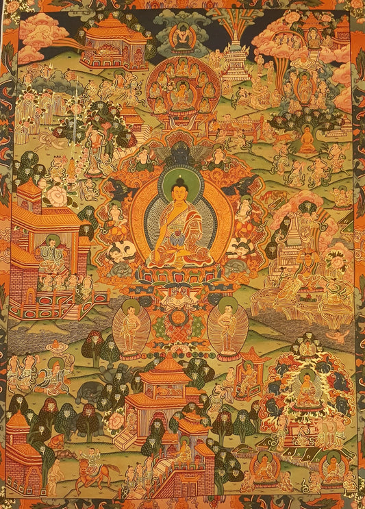 14. Buddha Life Story (Thanka) Thangka. Free Brocade / Free Shipping.