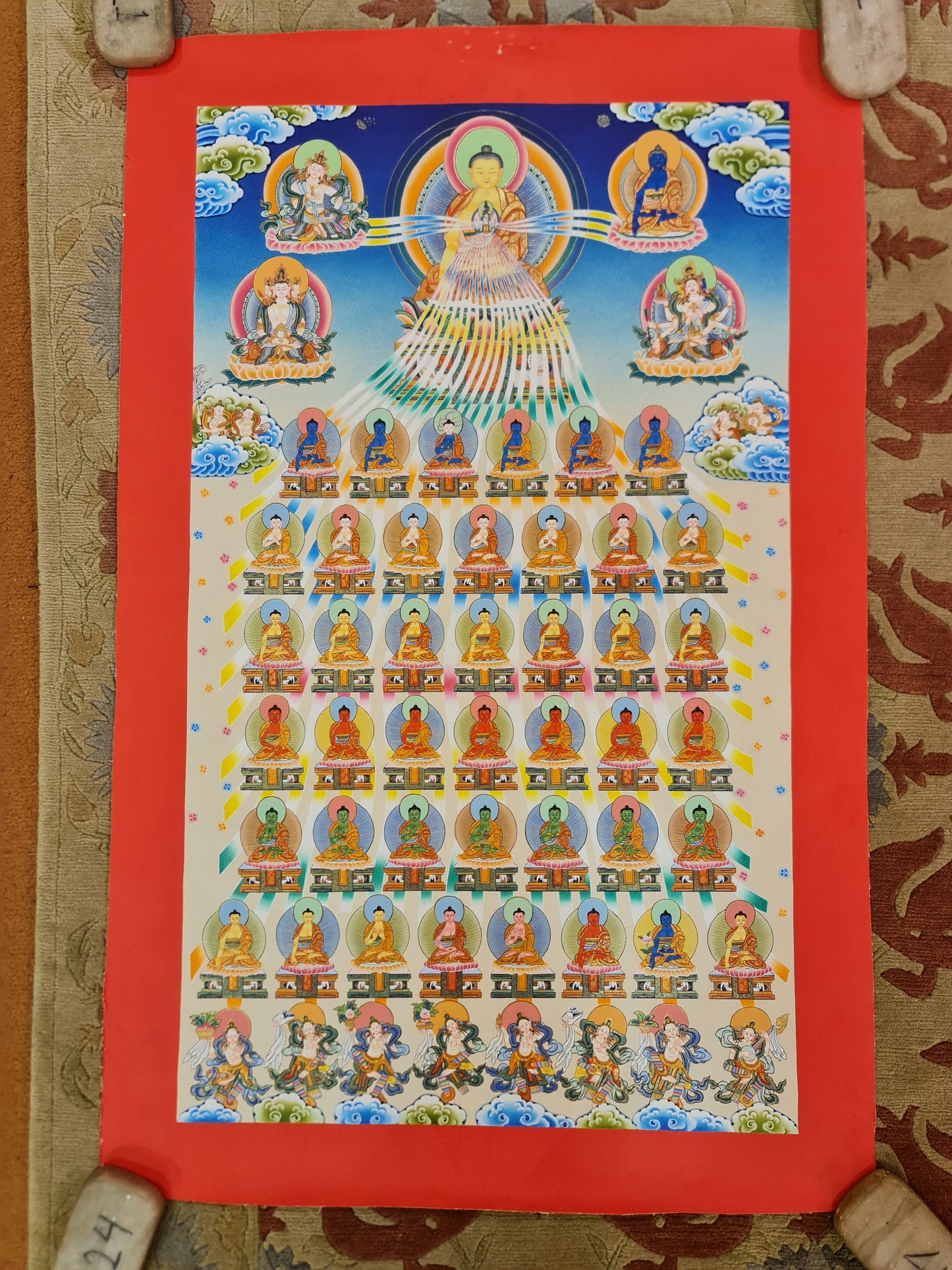280. 35 Buddha Thangka (Thanka). Free Brocade / Free Shipping.