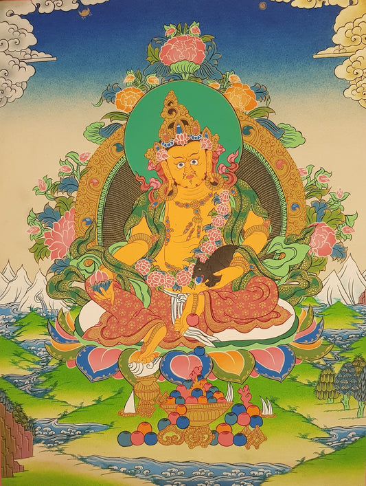 160. Jambhala or Zambhala Thangka (Thanka). Free Brocade / Free Shipping.