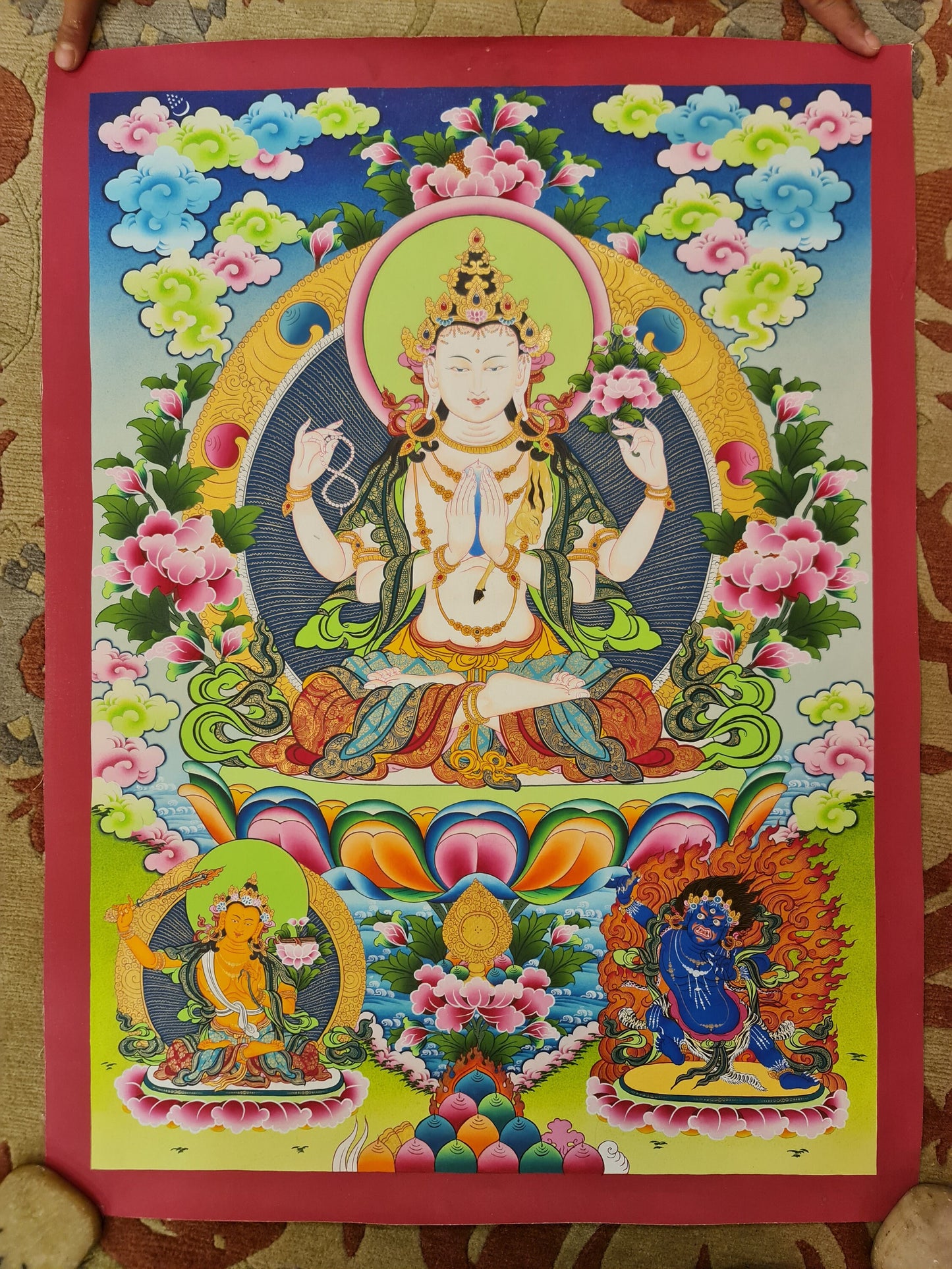 31. Chenrezig Thangka (Thanka). Free Brocade / Free Shipping.