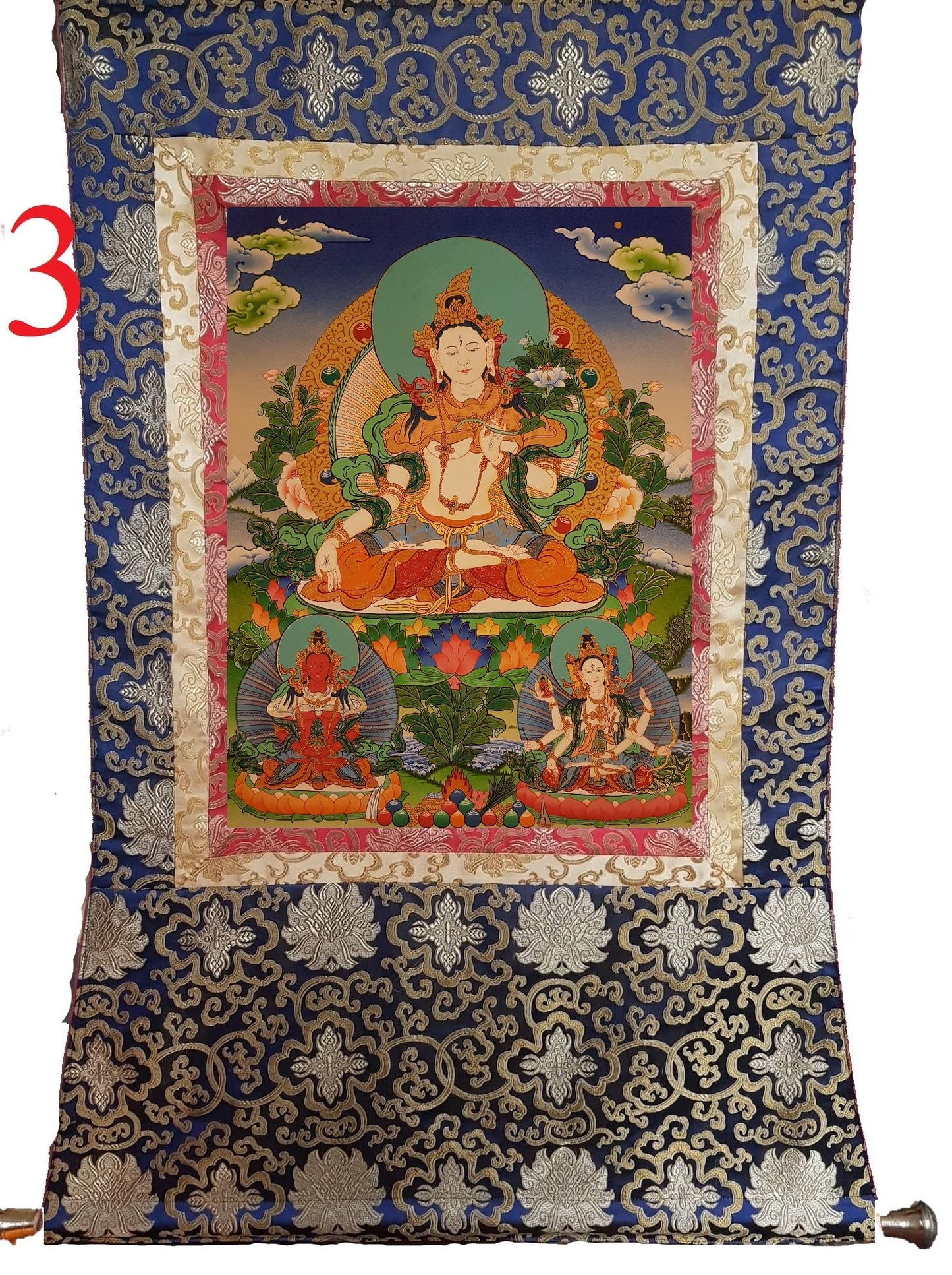 149. White Tara Thangka (Thanka). Free Brocade / Free Shipping.
