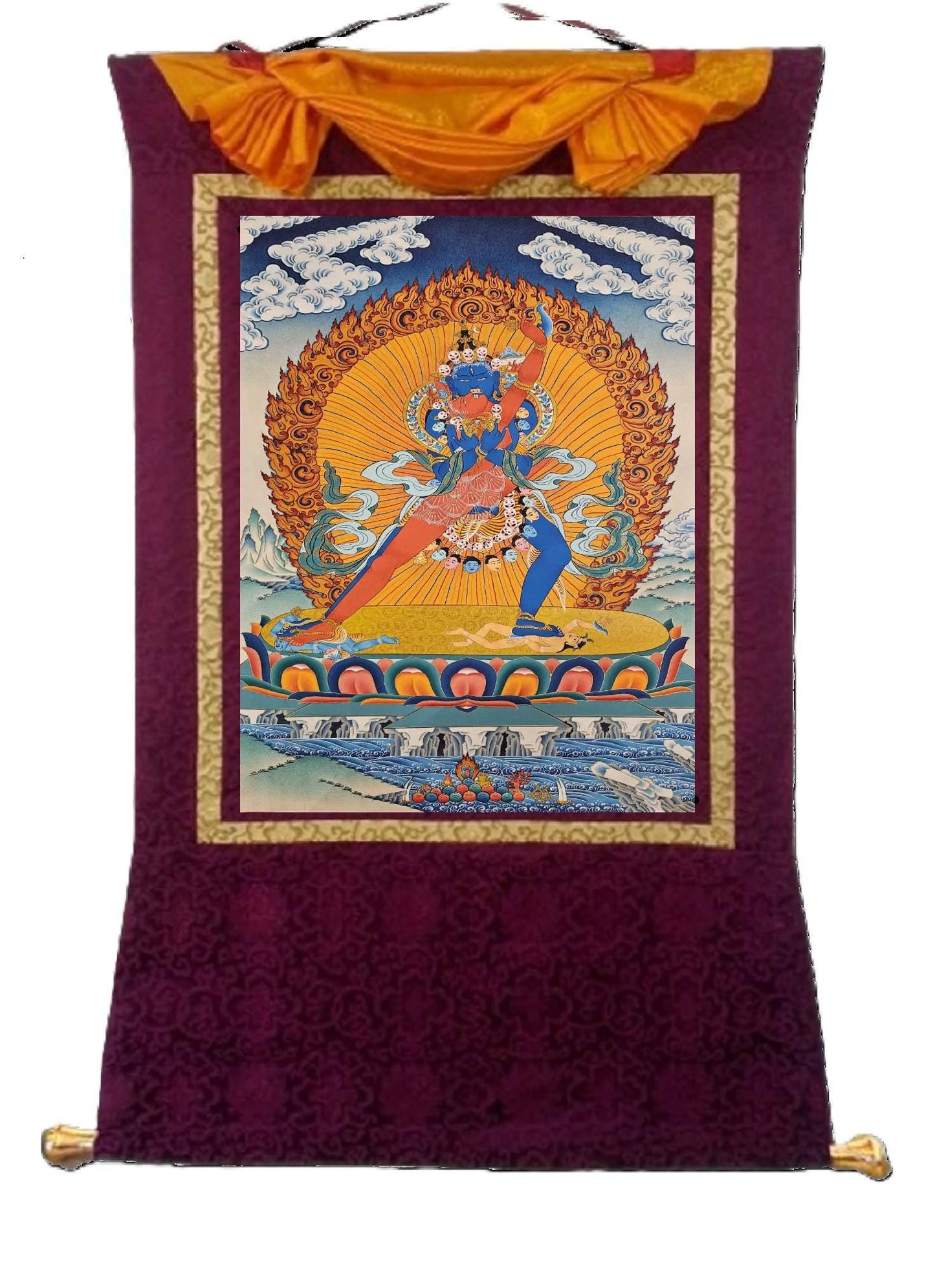 1. Two-Armed Heruka Chakrasamvara Thangka (Thanka). Free Brocade / Free Shipping.