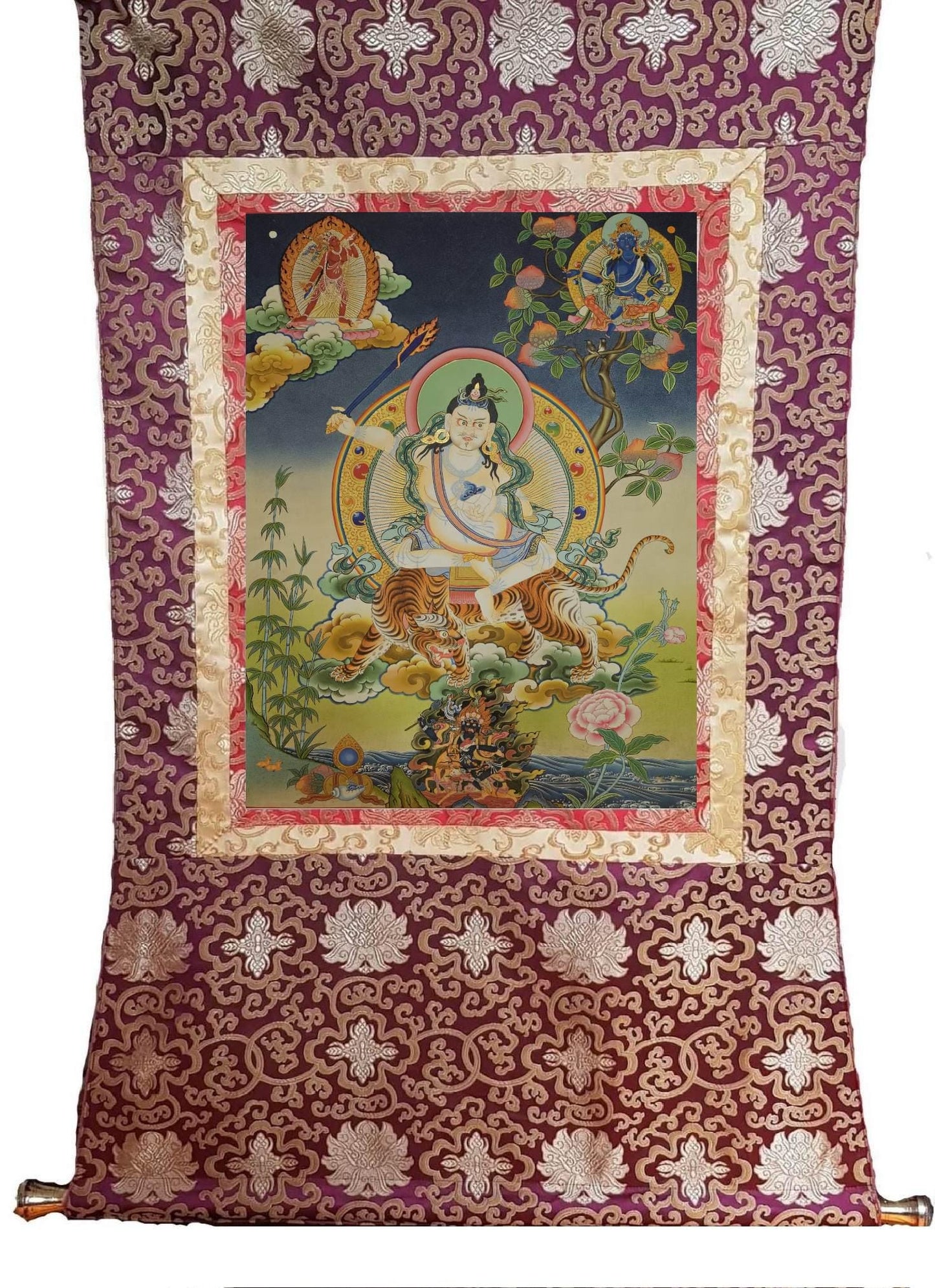 359. Lama Tsongkhapa as Mahasiddha Thangka (Thanka).  Free Brocade / Free Shipping.